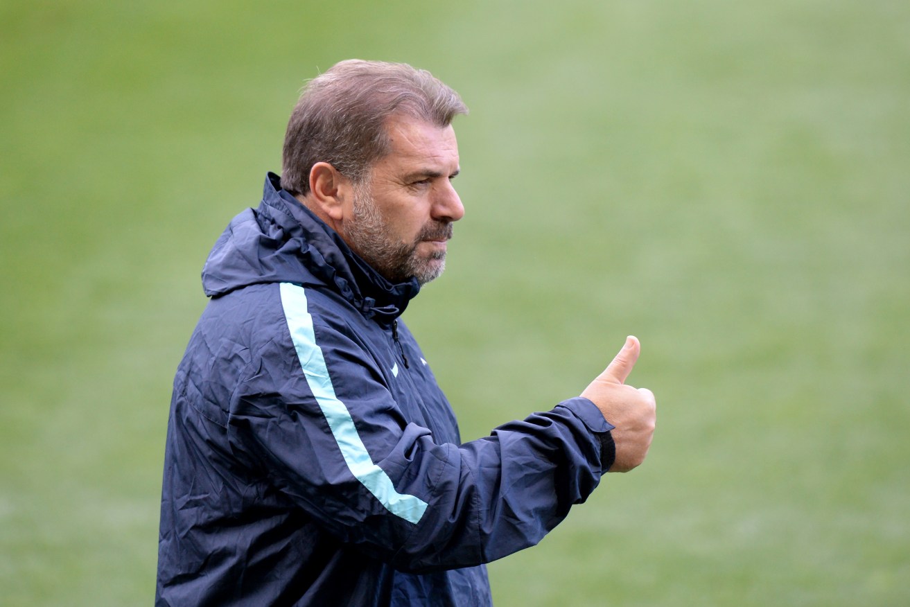 Coach Ange Postecoglou during a Socceroos' training session in Melbourne. Photo: Mal Fairclough / AAP