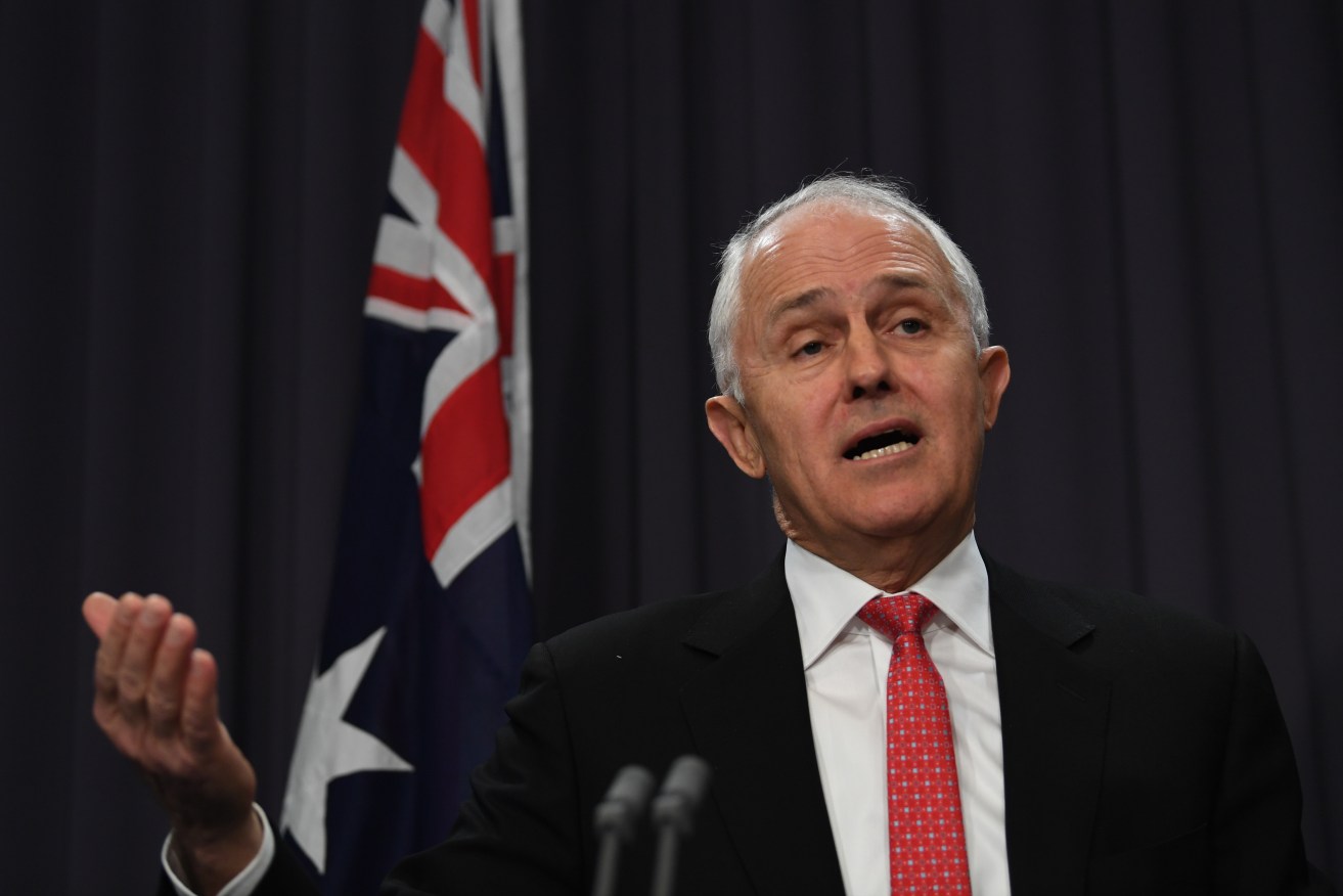 Prime Minister Malcolm Turnbull speaks to the media today. Photo: AAP/Lukas Coch