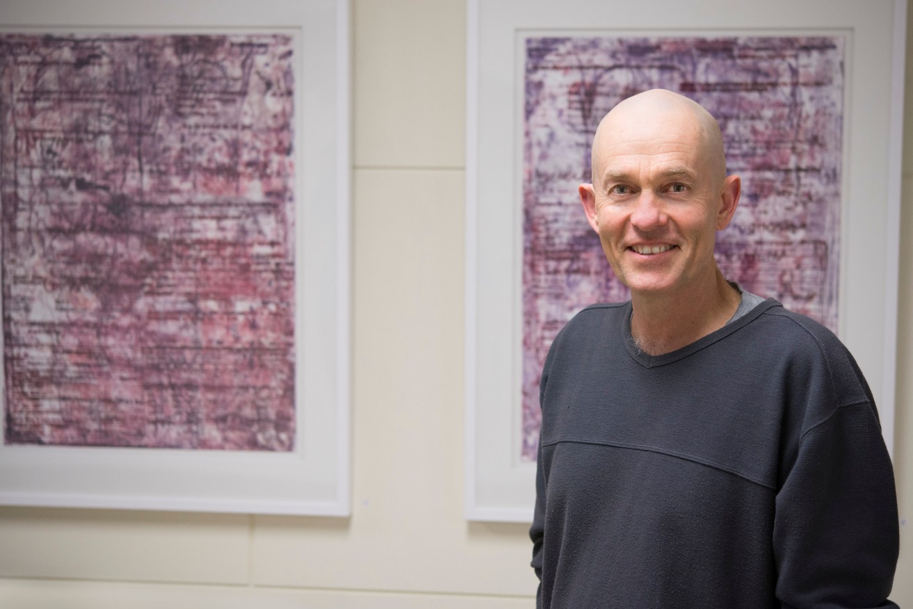 Caption: Flinders Medical Centre SALA Resident Artist John Blines, who also works with scientists and medical researchers at the Flinders Centre for Innovation in Cancer at Bedford Park. 