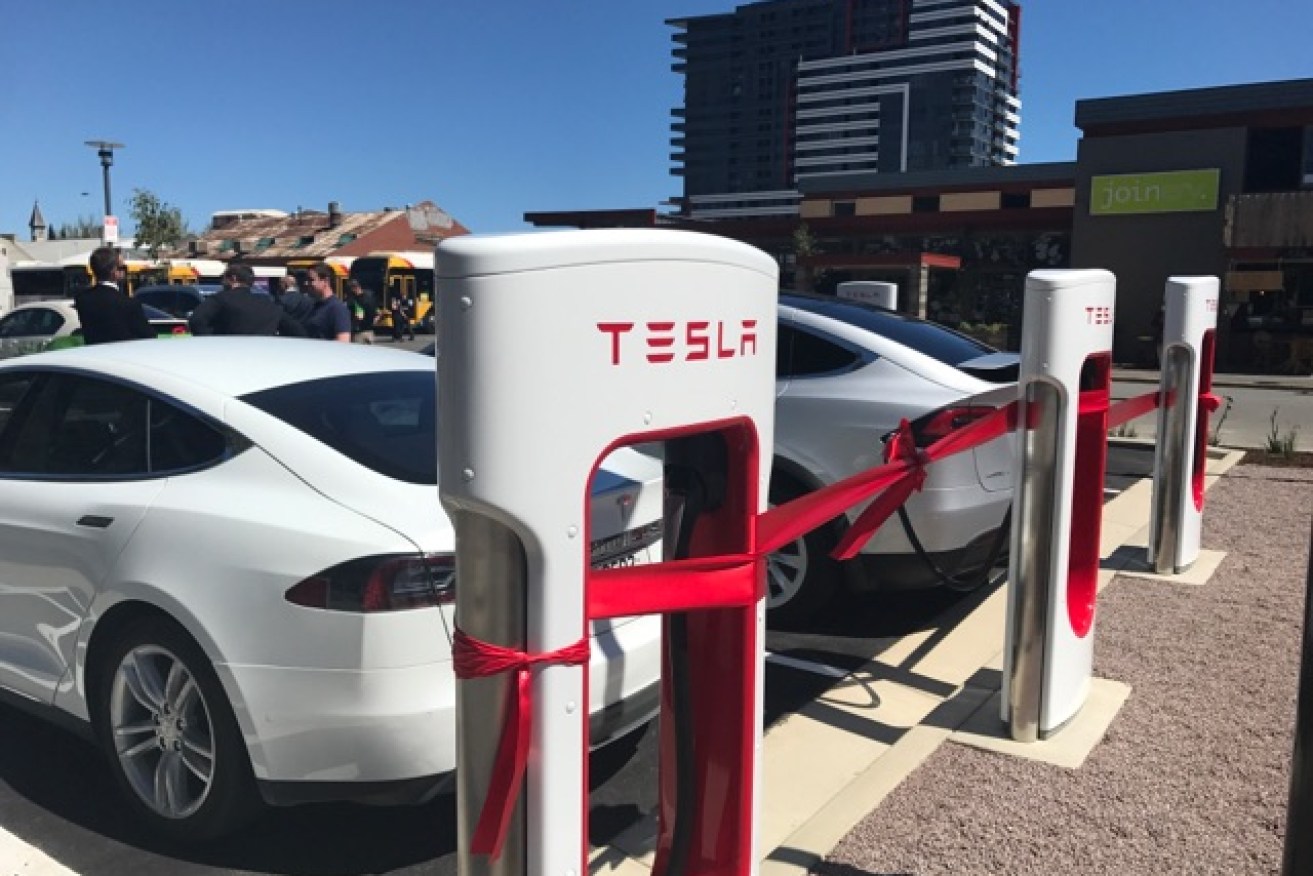Telsa Superchargers in Franklin Street, Adelaide. Supplied image