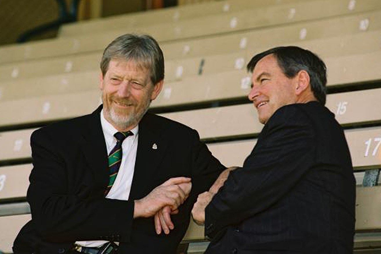 Peter Lewis (left) in 2004 with then-federal Speaker Neil Andrew. Photo: Courtesy of hawkerscholarship.org