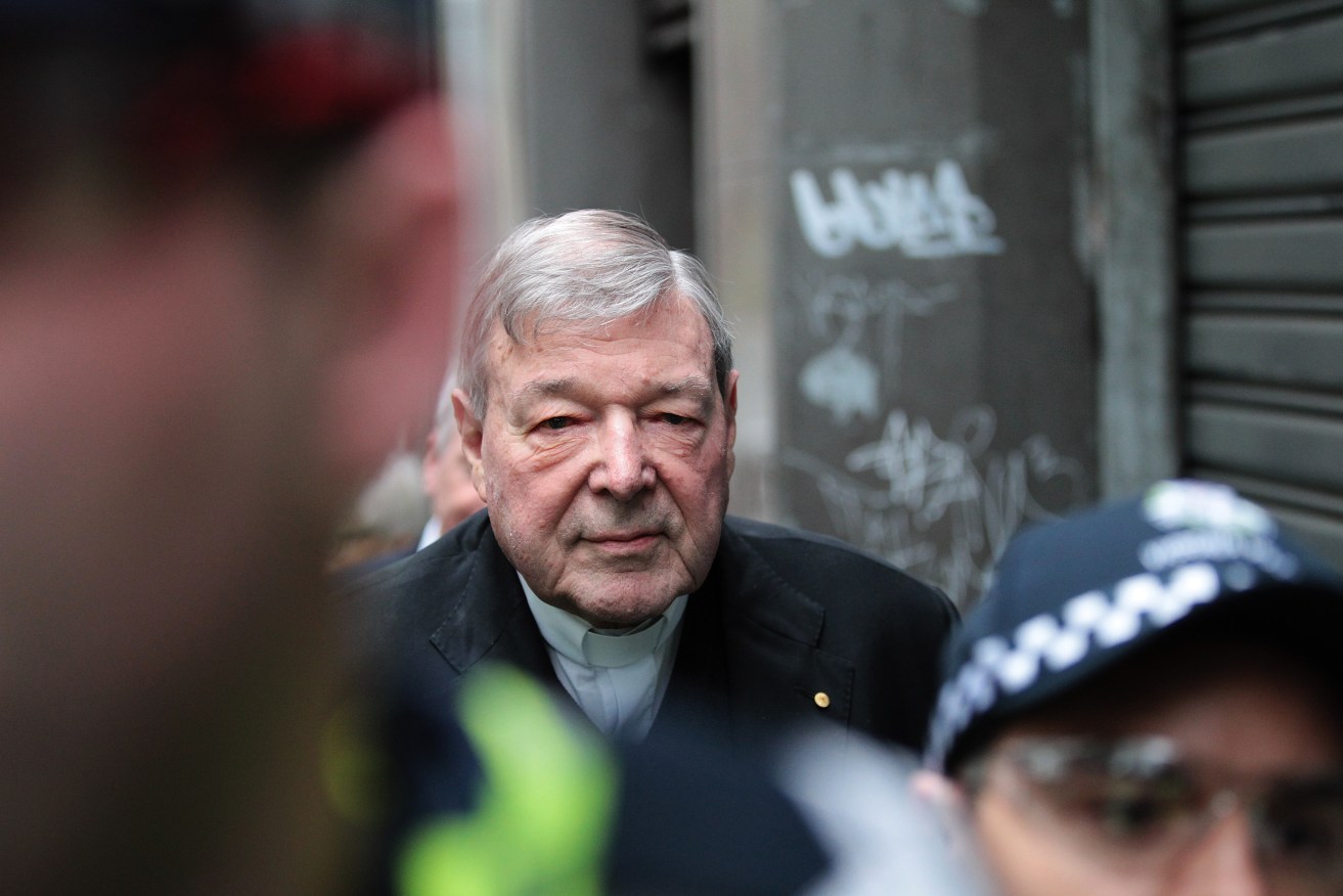 Cardinal George Pell arrives at the Melbourne Magistrates Court today. Photo: AAP/Stefan Postles