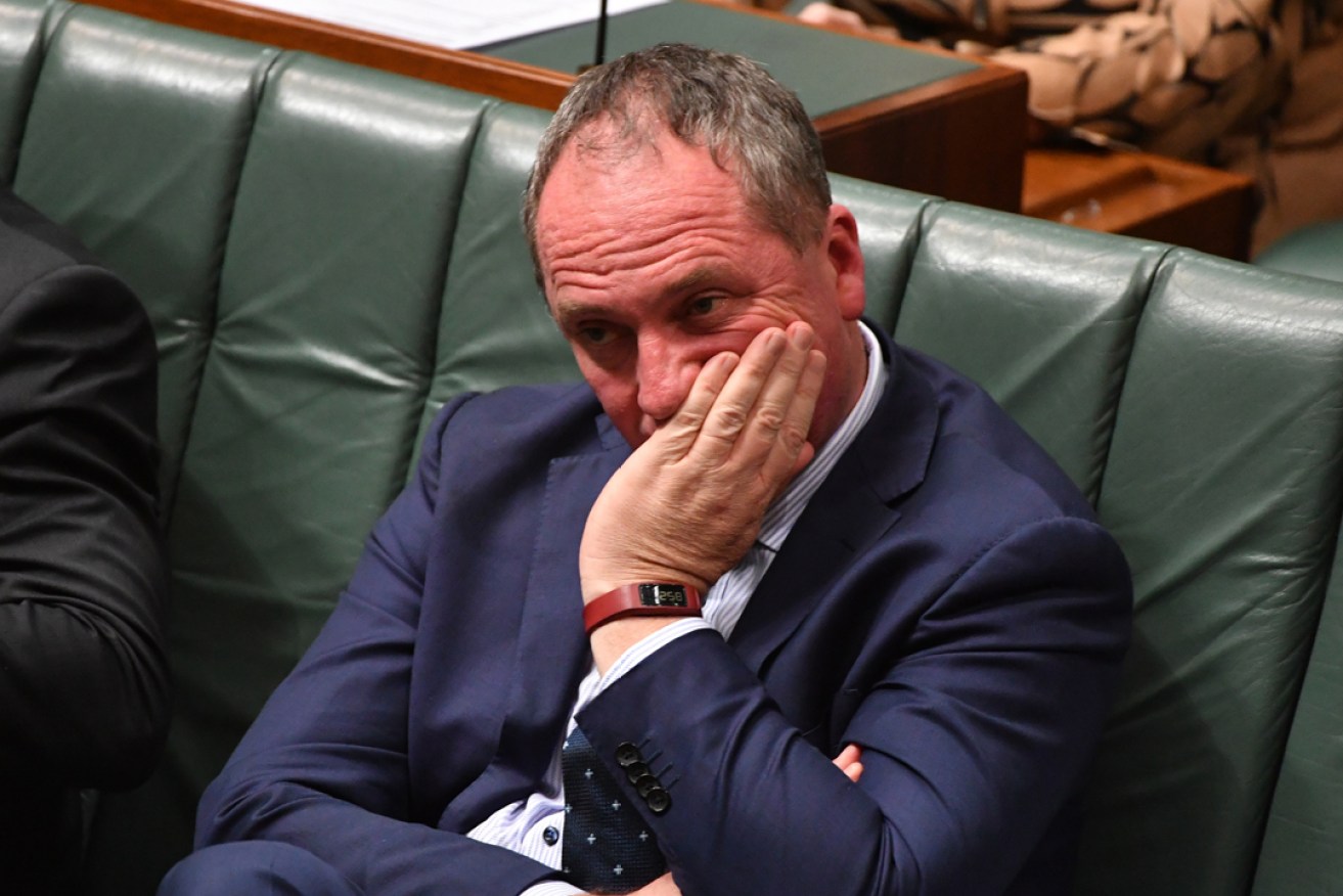 Future on the line: Barnaby Joyce in Parliament this week. Photo: AAP