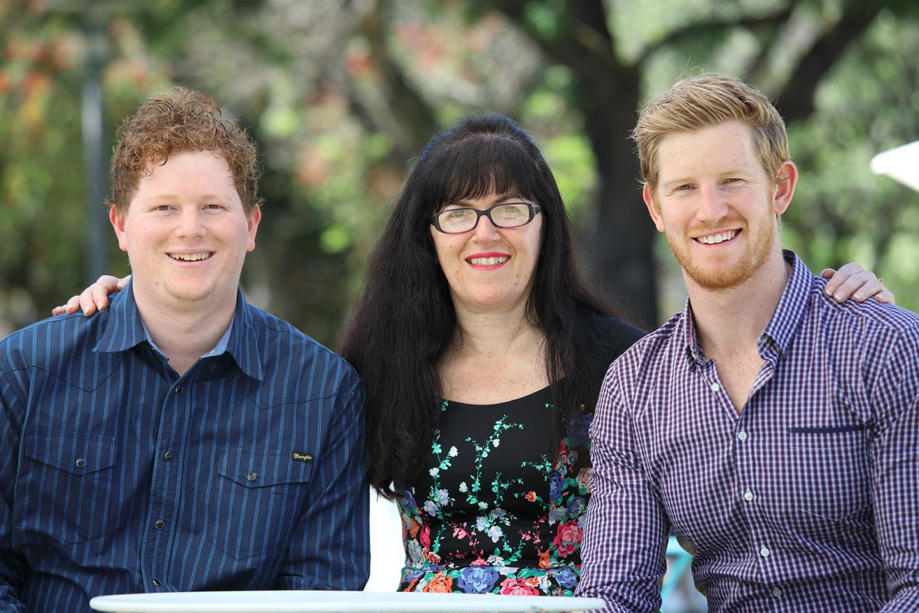 Robyn Lobbe with sons Tom (left) and Matthew. Photo: Tony Lewis/InDaily