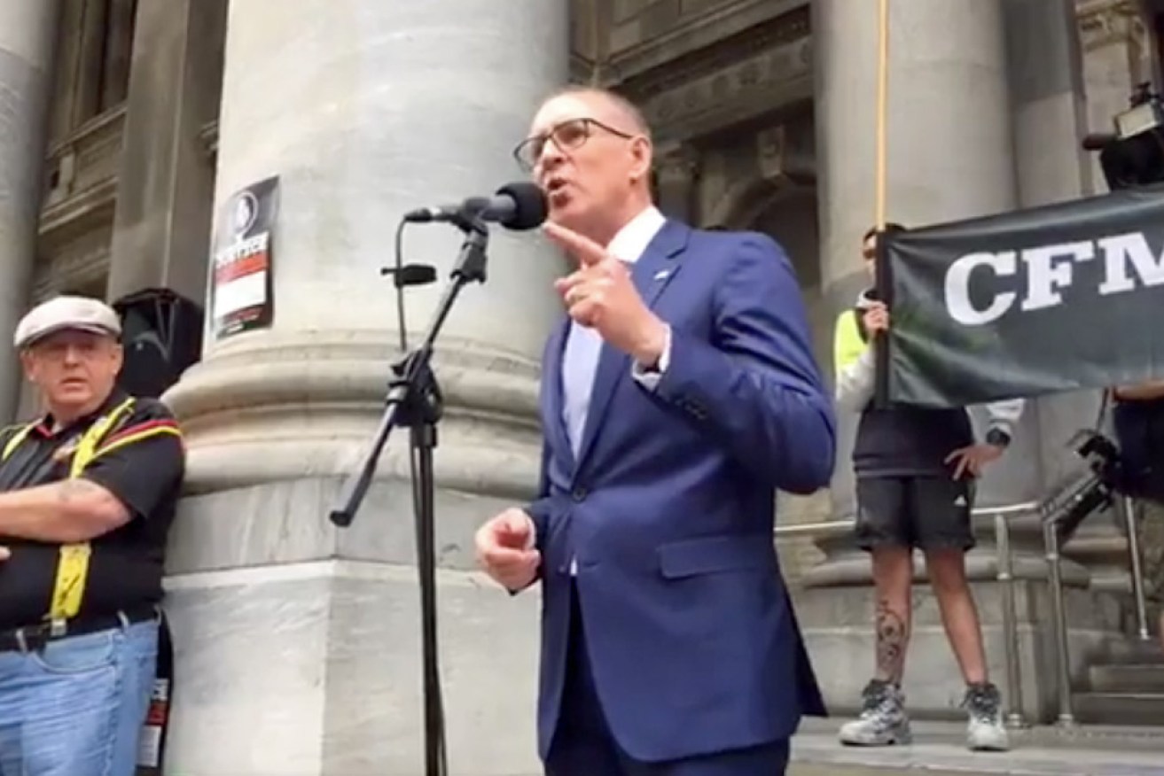 “There will be a review into the failure of all of these prosecutions, of all of these workers that have died in recent years," Jay Weatherill declared at a rally in April. Image: from a CFMEU video of the speech