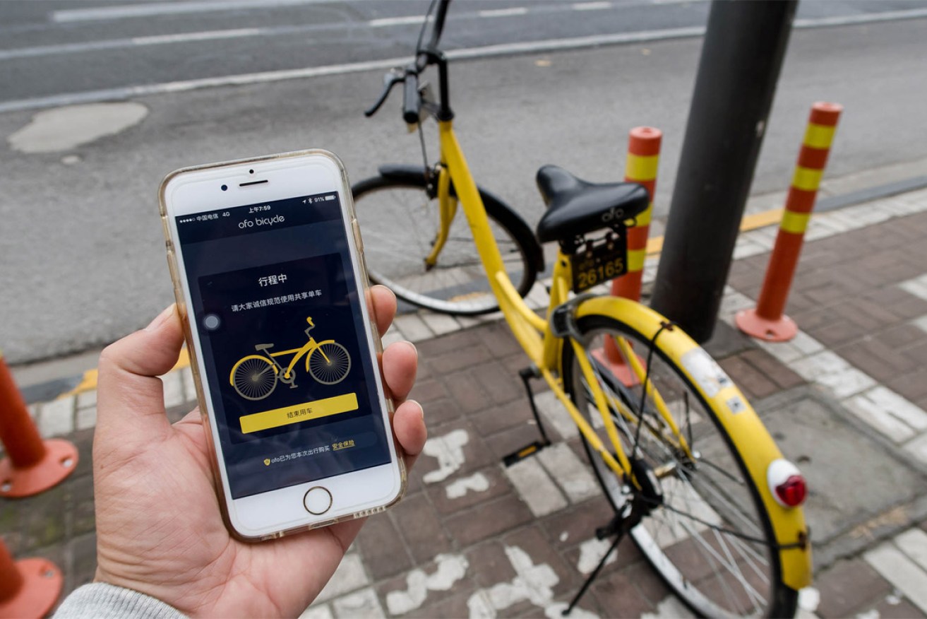 Chinese bike-share company ofo launched in Adelaide this morning. Image: supplied