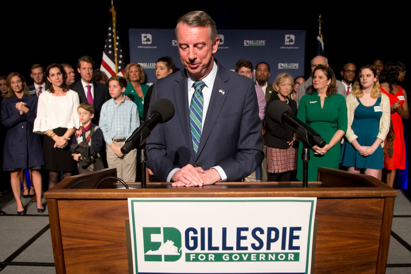 Republican gubernatorial candidate Ed Gillespie concedes defeat. Photo: AP/Steve Helber
