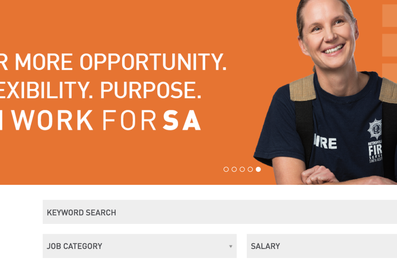 A screen shot from the new jobs website.