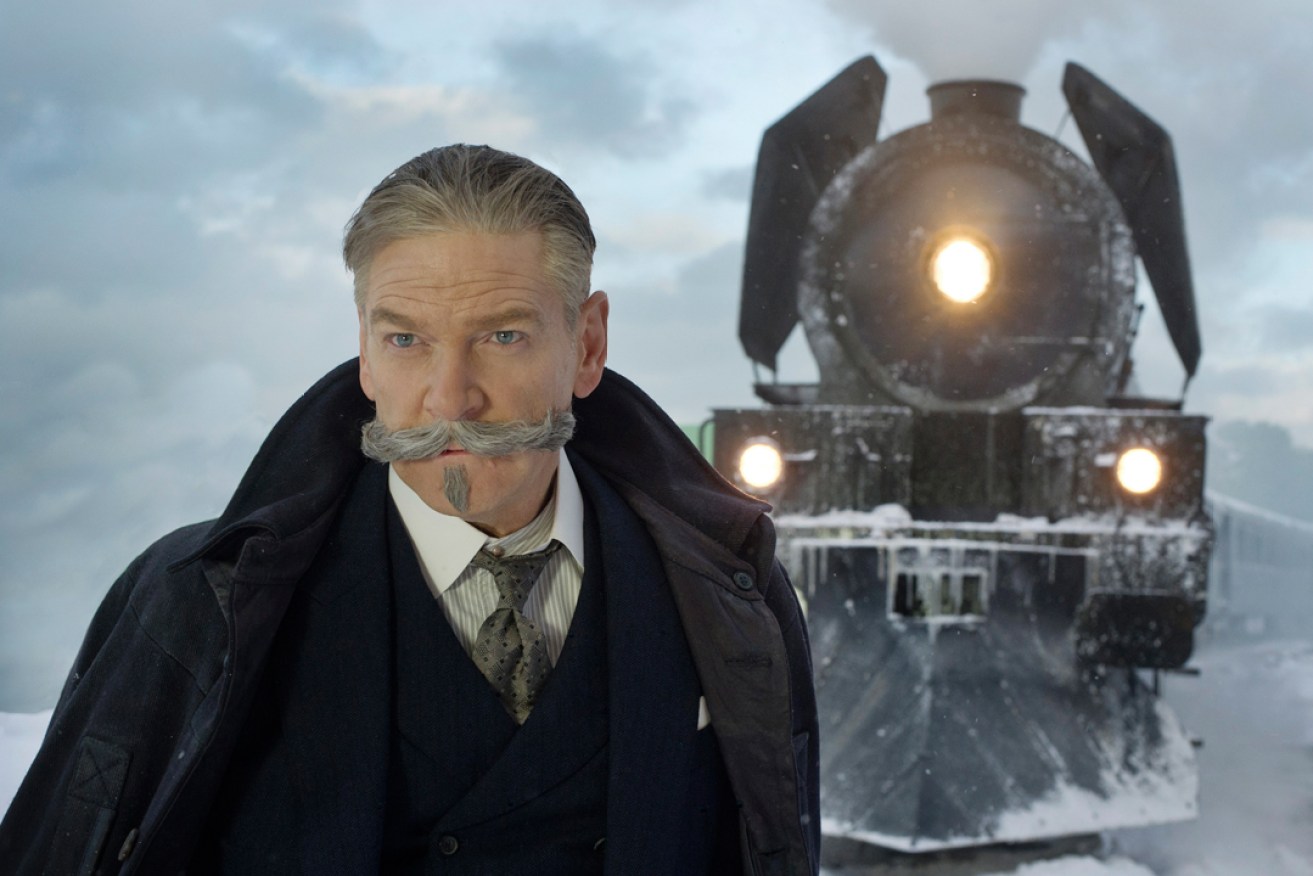 Kenneth Brannagh - and his unfeasibly large moustache - as detective Hercule Poirot.