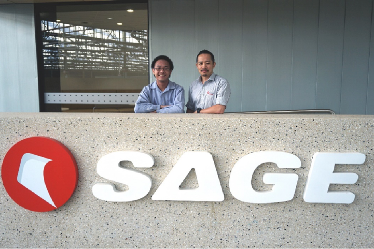 Flinders University’s Keith Man, left, with SAGE engineer Dr Chong-Zhi Liaw. 