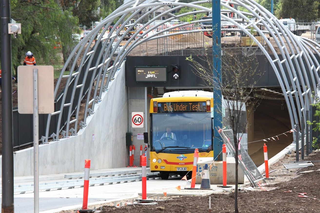 The newly-opened O-Bahn tunnel: public infrastructure investment has helped the South Australian economy to grow. Photo: Tony Lewis/InDaily