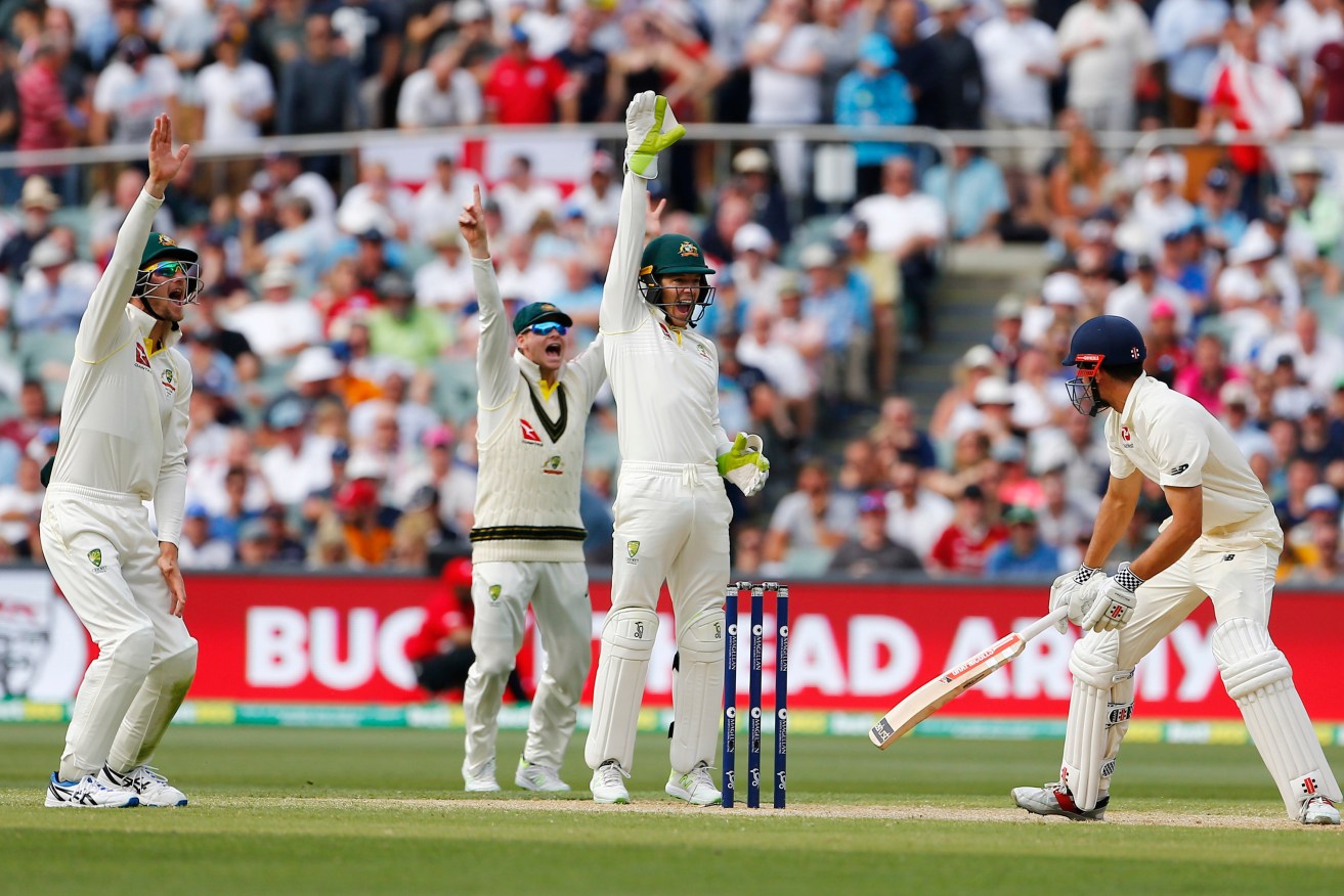 Australian players appeal for the wicket former England captain Alastair Cook during the Adelaide Test. Pundits now say he is close to retirement. Photo: Jason O'Brien / PA Wire
