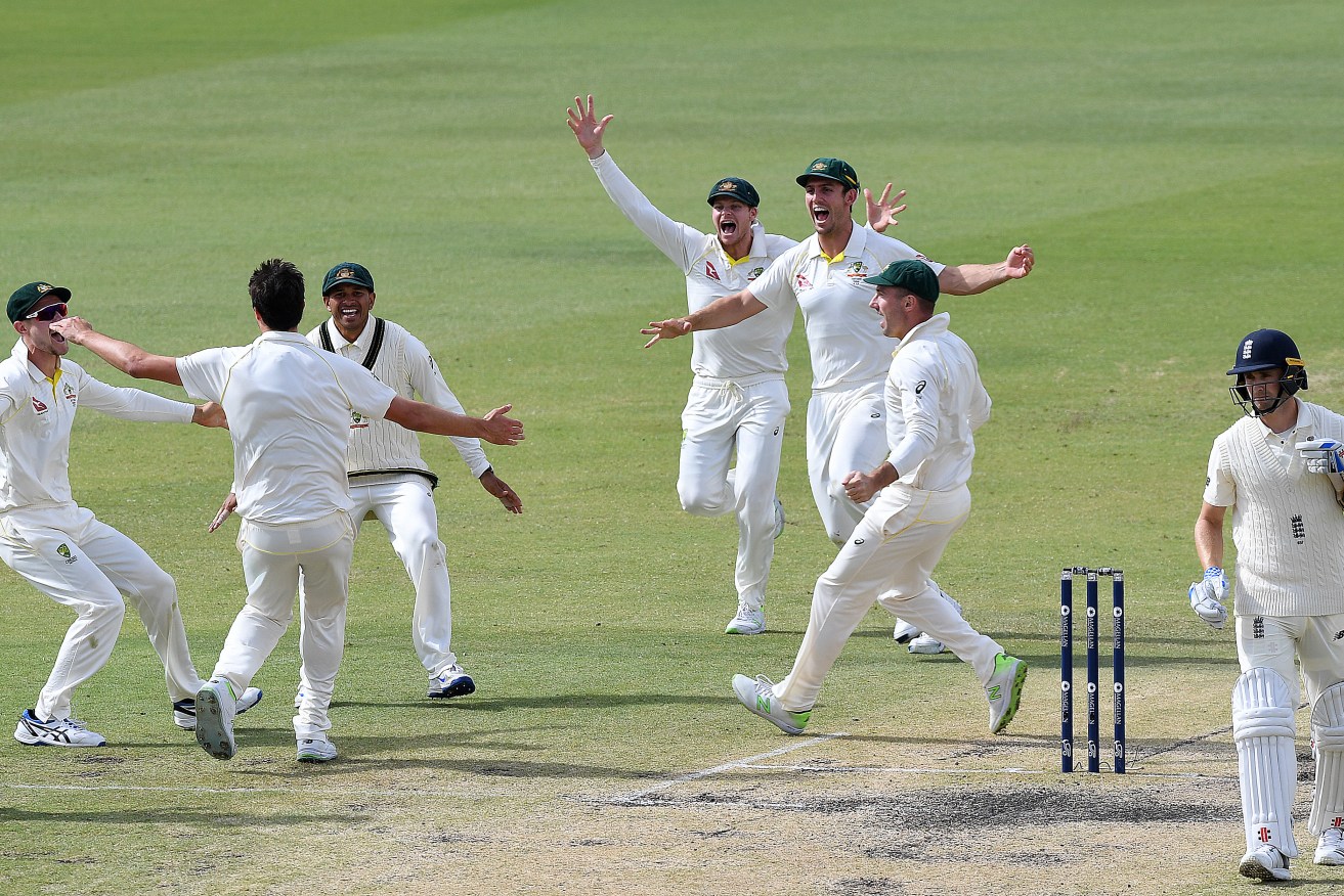 Agony and ecstasy as the Ashes are won. Photo: Dave Hunt / AAP