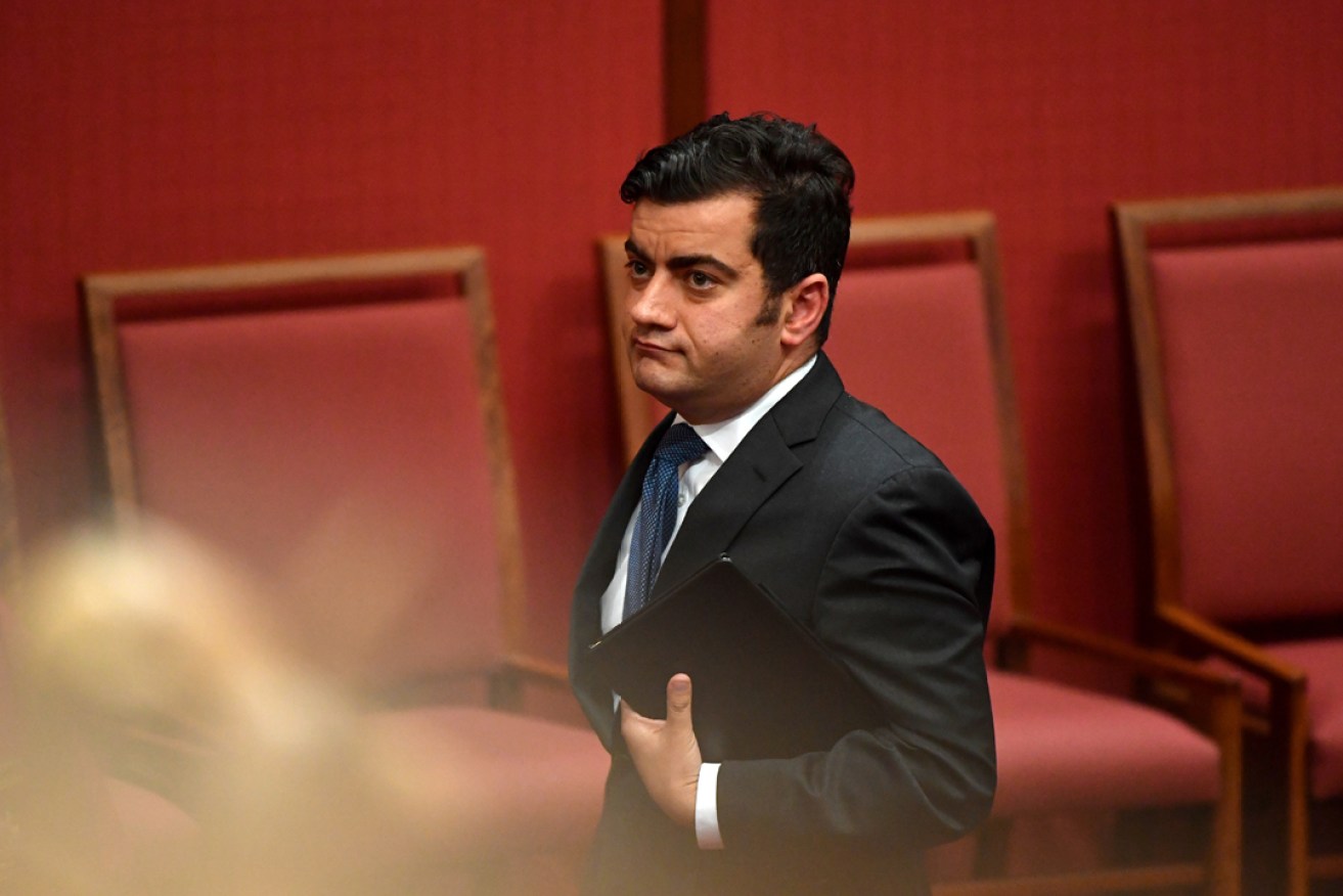 Besieged Labor Senator Sam Dastyari during Question Time in the Senate this week. Photo: AAP