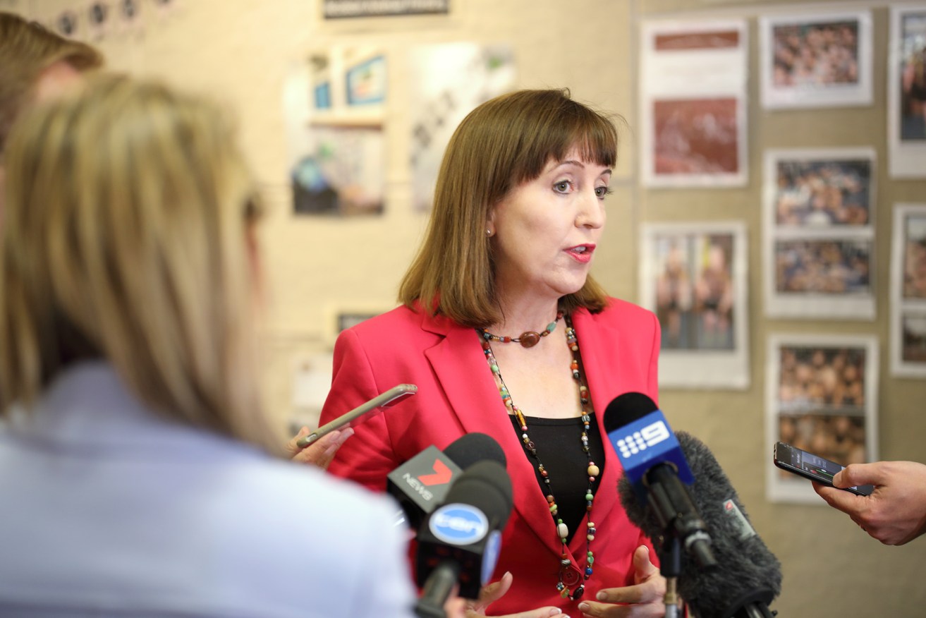 Susan Close faces the media today. Photo: Tony Lewis / InDaily