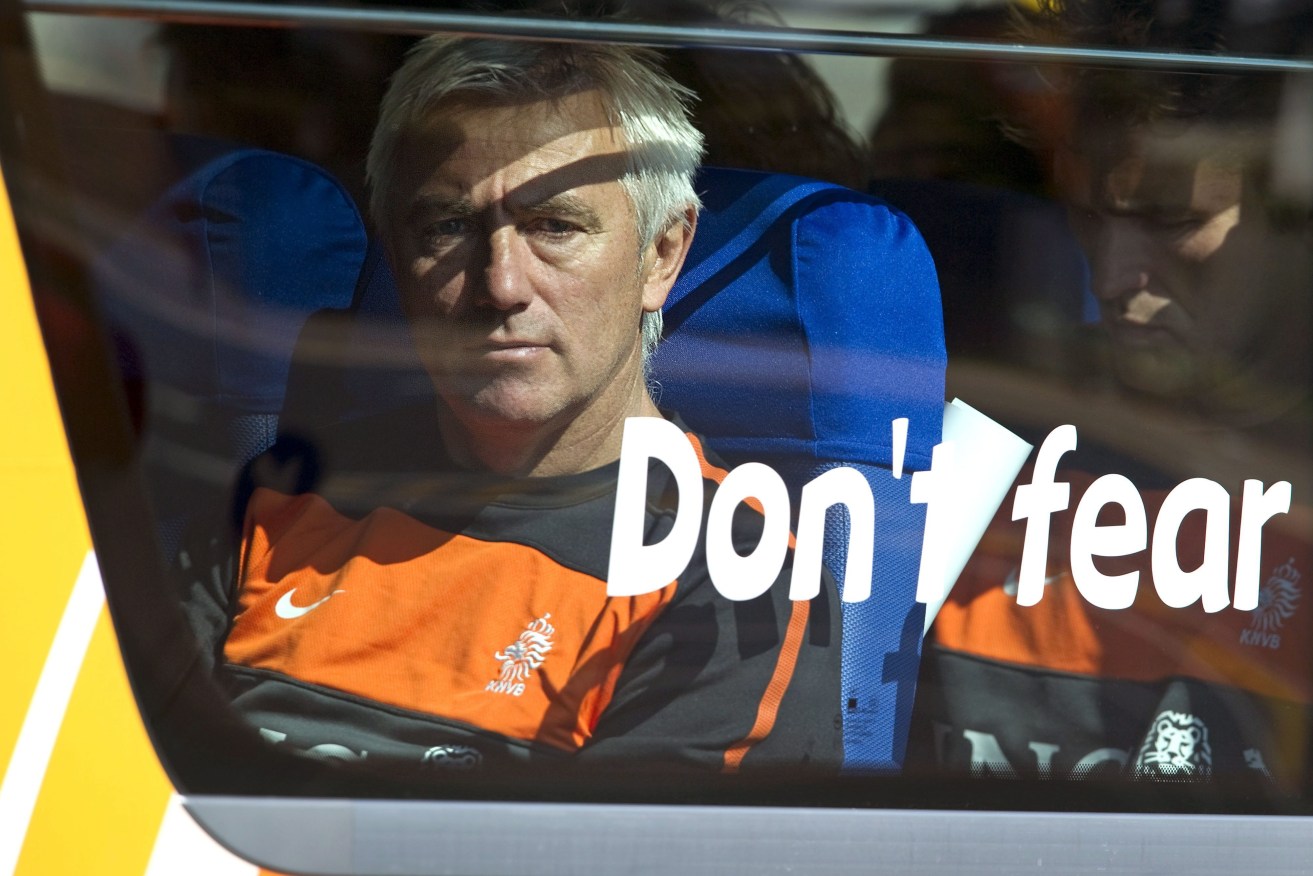Bert van Marwijk, pictured on the Dutch team bus at the 2010 World Cup, took the Netherlands to the final. Photo: EPA/Olaf Kraak
