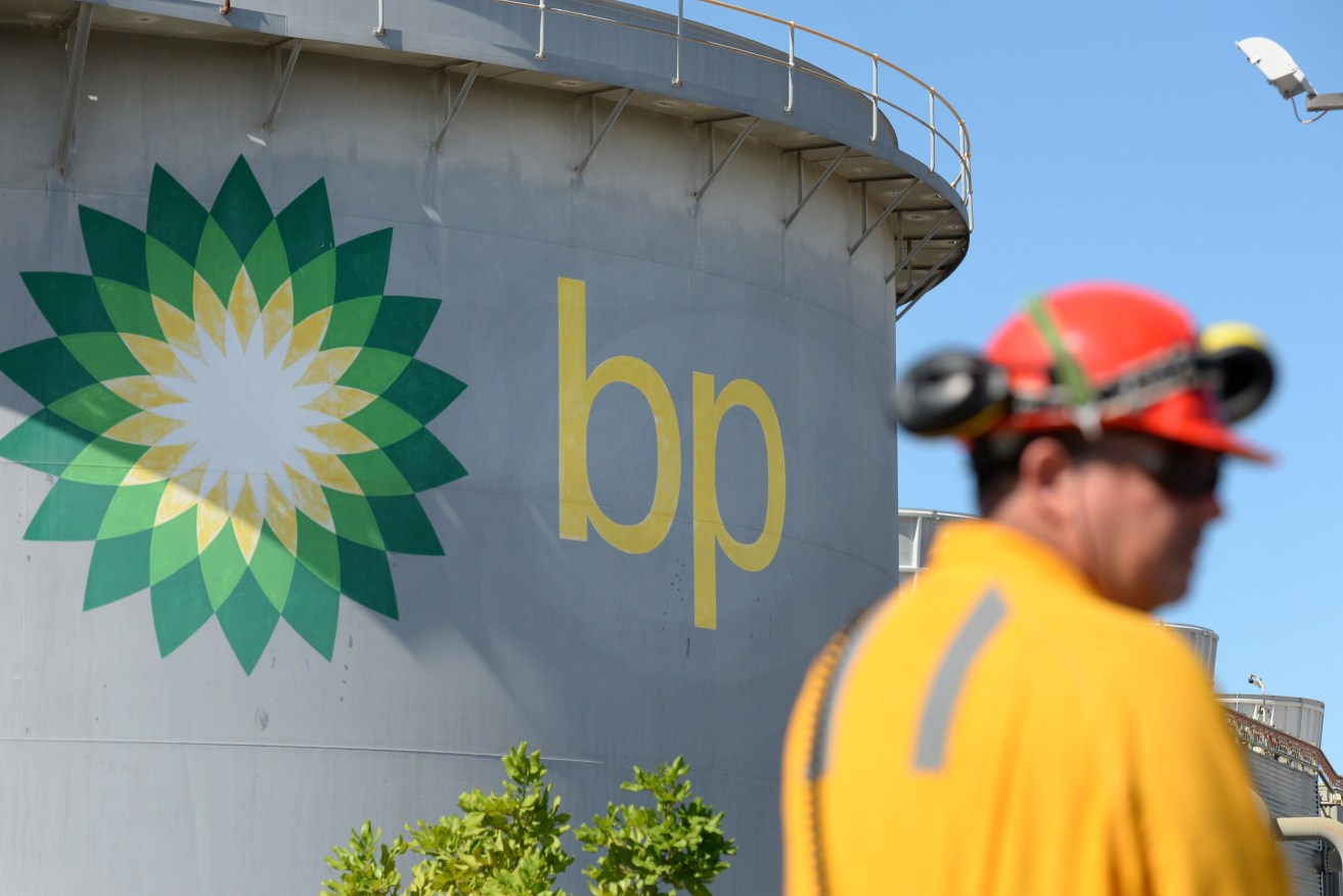 A worker at the BP oil refinery in Brisbane. Photo: AAP/Dan Peled