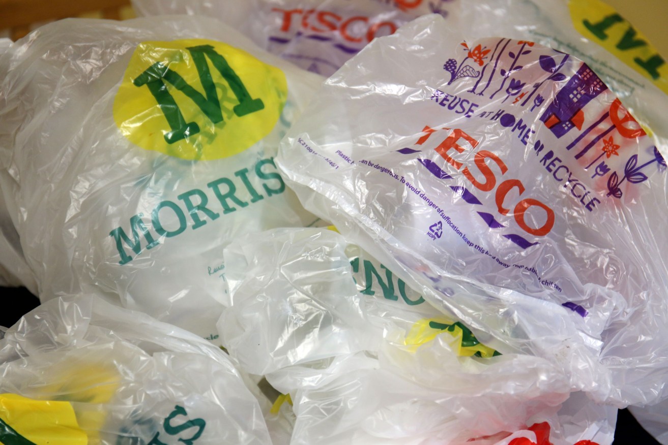 Plastic UK supermarket bags. Photo: Chris Radburn/PA Wire