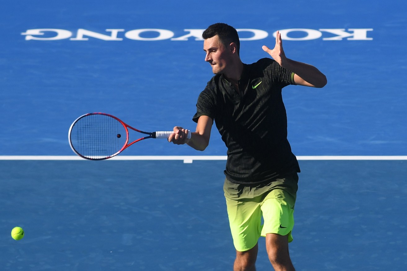 Bernard Tomic emerged for the Kooyong Classic in Melbourne this week. Photo: Julian Smith / AAP