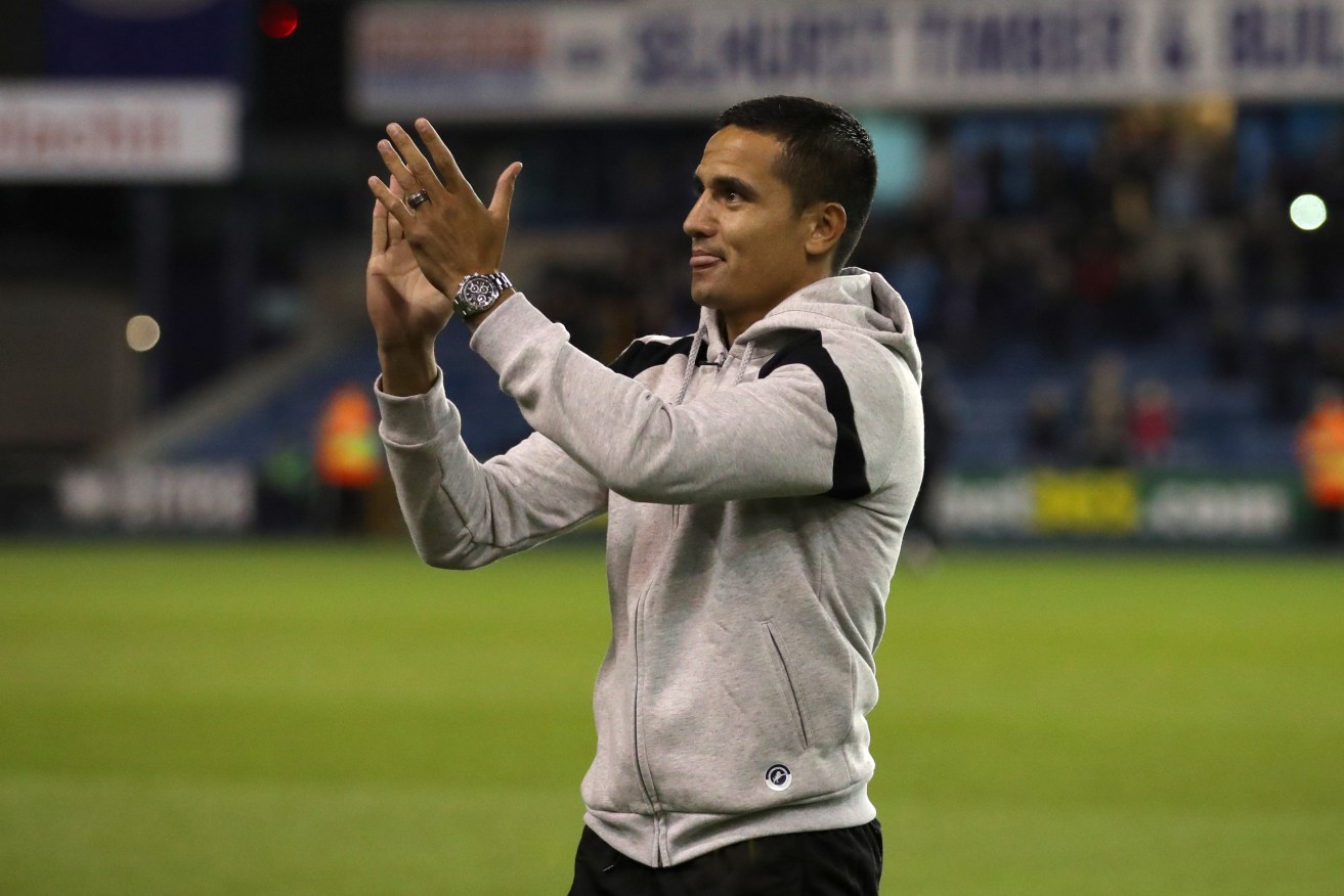 Tim Cahill reacquainting himself with the Millwall crowd at The Den. Photo: John Walton/PA Wire