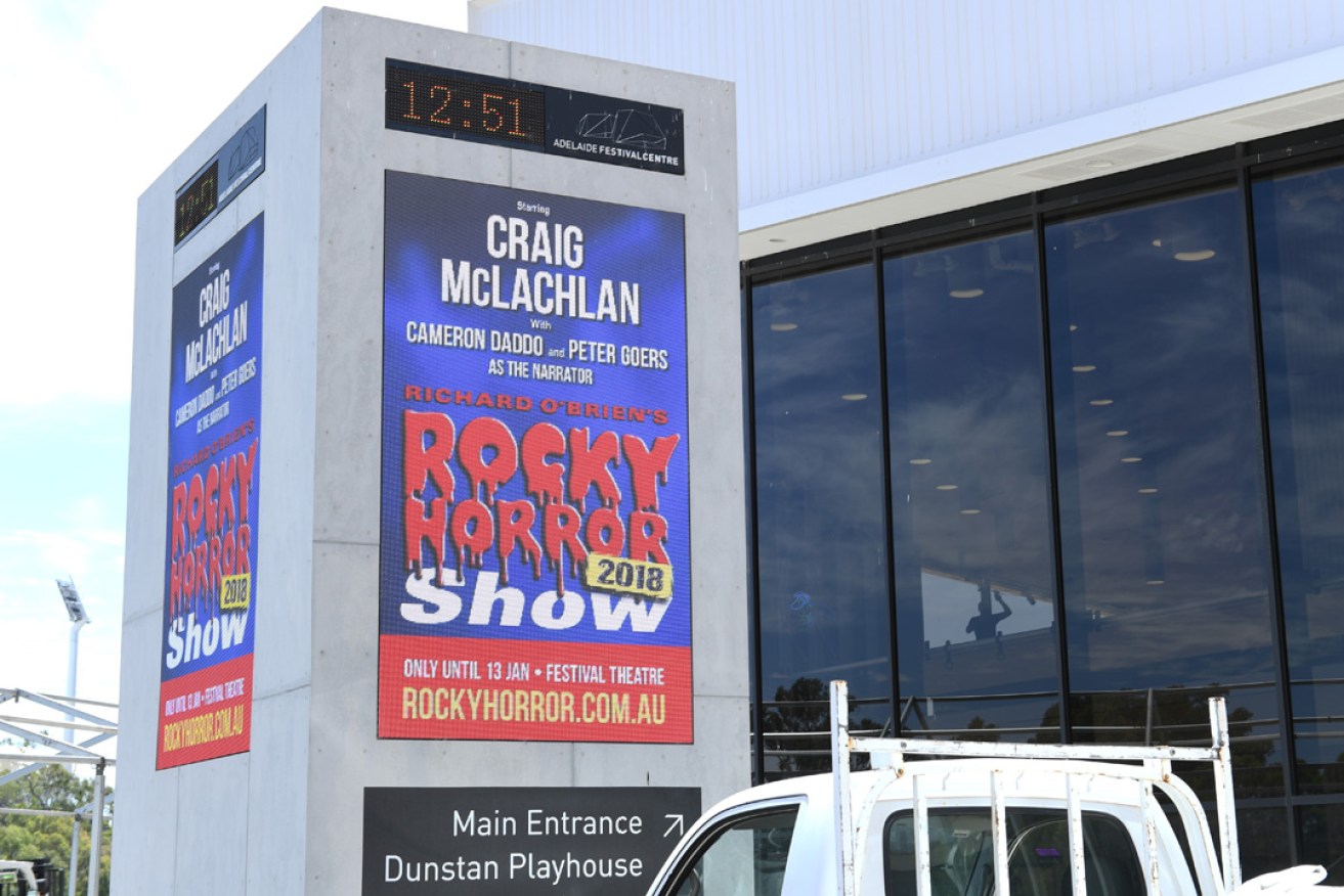 A  Rocky Horror Show poster outside the Adelaide Festival Centre. Photo: Mark Brake / AAP