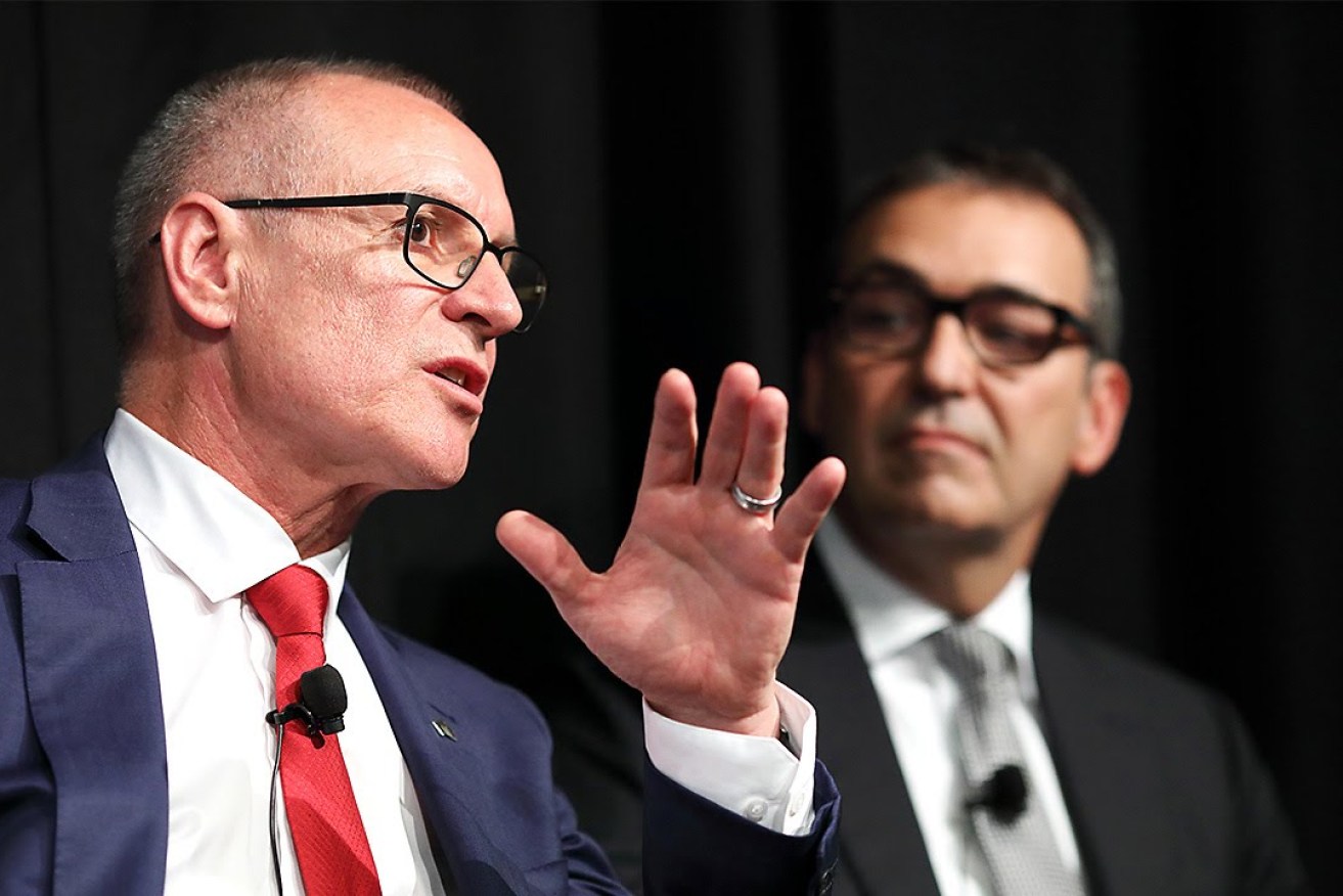 Premier Jay Weatherill with Opposition Leader Steven Marshall. The final jobs figures before the election showed a slight increase. Photo: Tony Lewis/InDaily