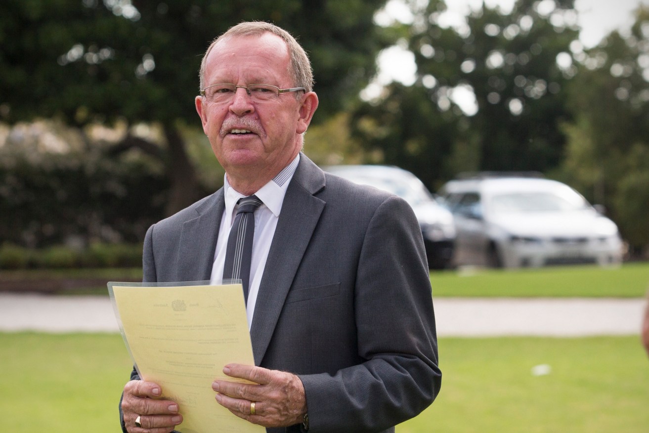Geoff Brock at his swearing-in to the Weatherill cabinet in 2014. Photo: Ben Macmahon / AAP