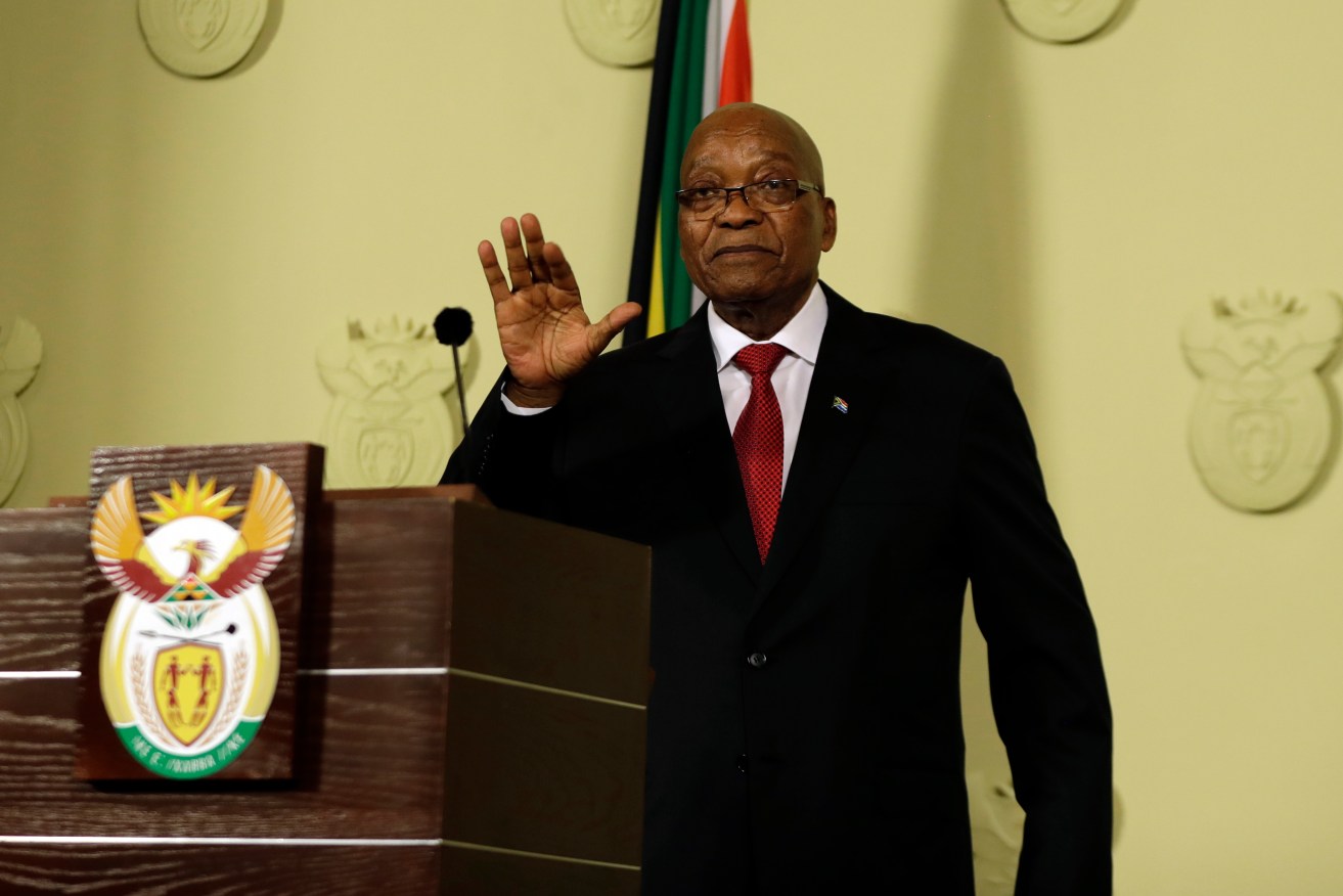 South African President Jacob Zuma announces his resignation "with immediate effect". Photo: AP/Themba Hadebe