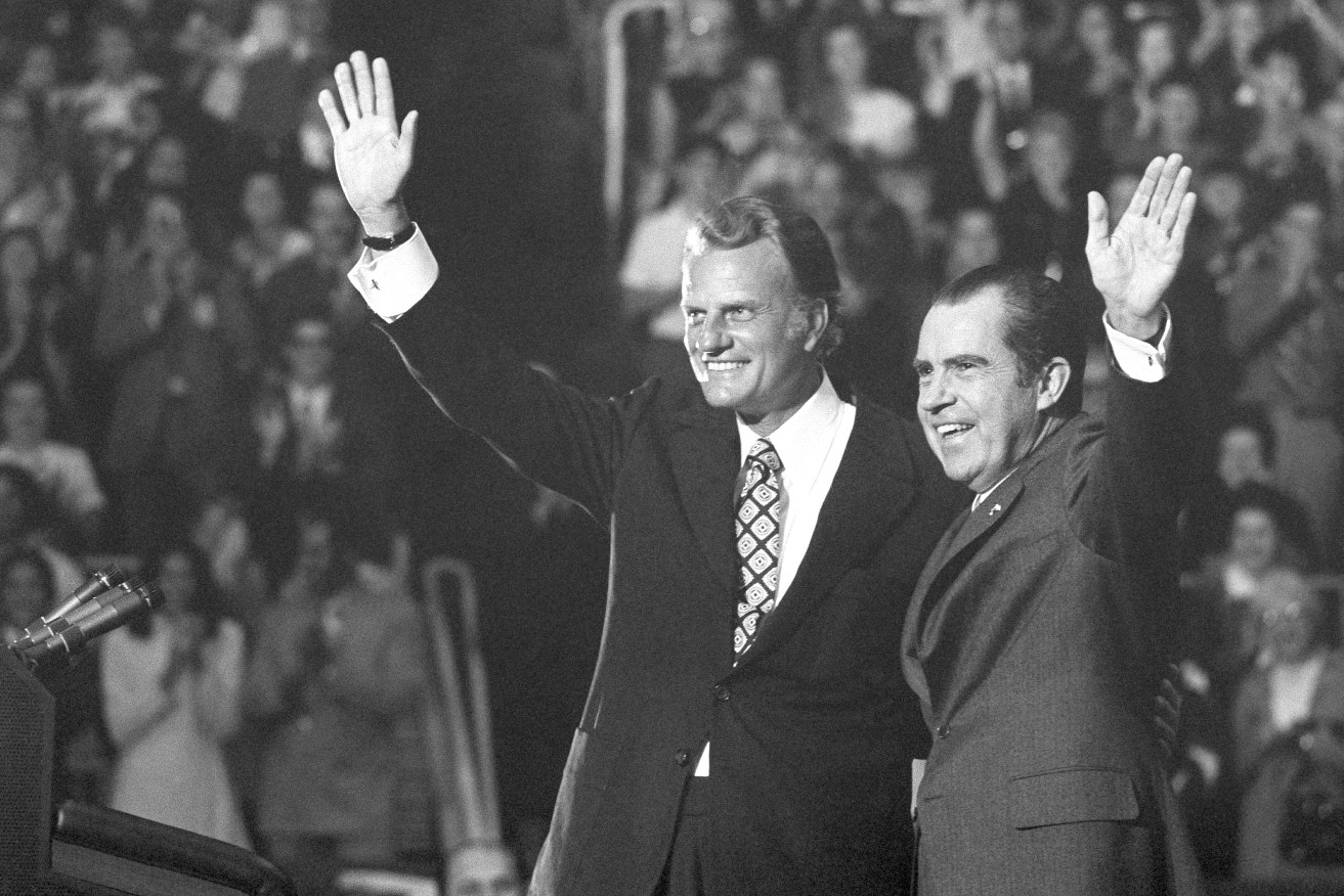 Evangelist Billy Graham pictured with President Richard Nixon in 1971. Photo: AP