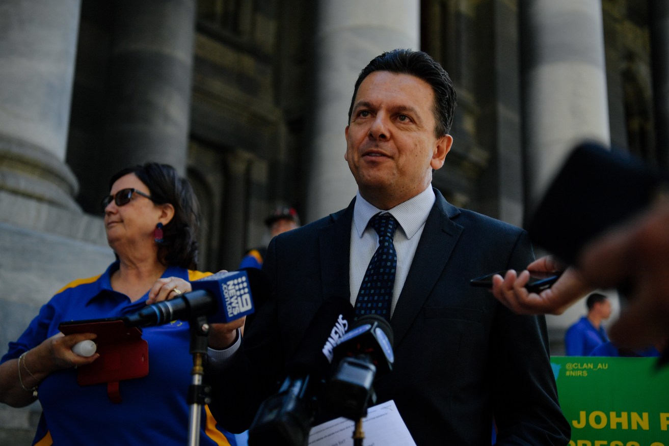 SA Best leader Nick Xenophon outside Parliament House this week. Photo: AAP/Morgan Sette