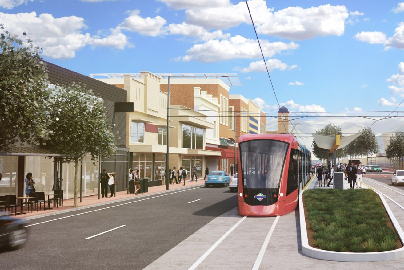 An artist's impression of the EastLINK tram planned for  The Parade. Image: supplied.