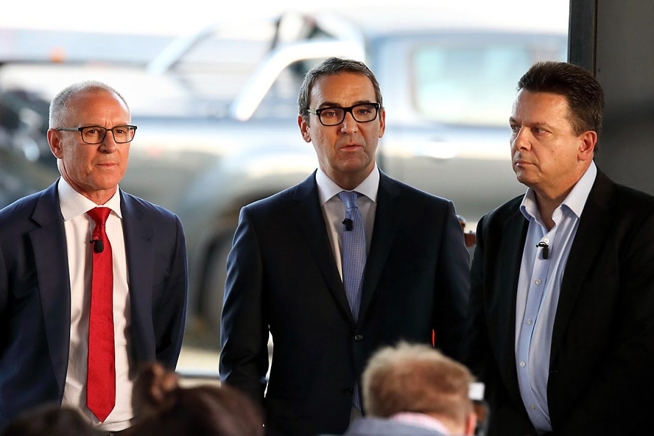 Jay Weatherill, Steven Marshall and Nick Xenophon. Are you convinced by any of the three? Photo: Tony Lewis/InDaily