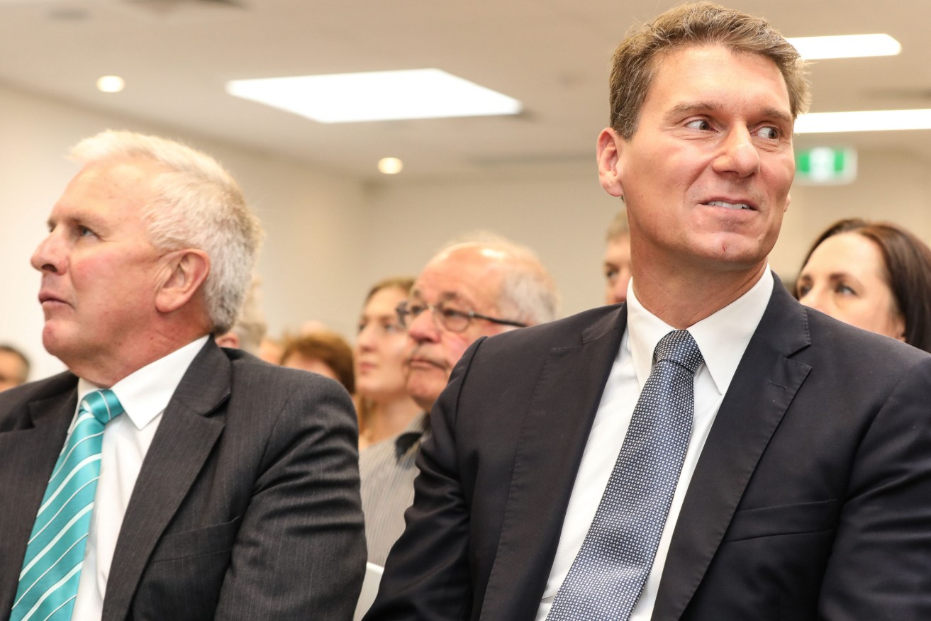 GOING DIFFERENT WAYS? Robert Brokenshire with Australian Conservatives federal leader Cory Bernardi at their campaign launch last month. Photo: Russell Millard / AAP