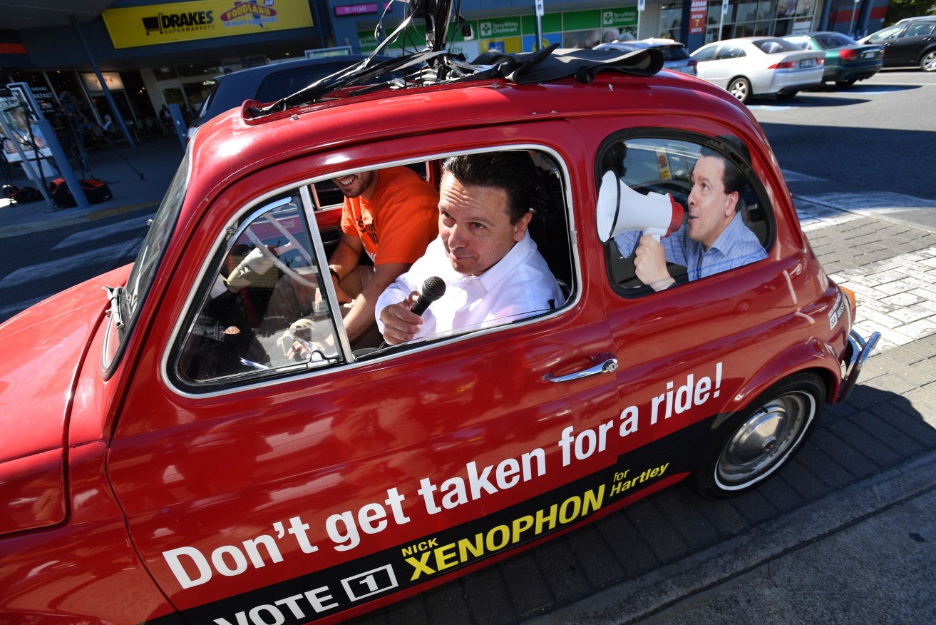 Nick Xenophon's Fiat Bambino is in the Electoral Commissioner's sights. Photo: David Mariuz / AAP