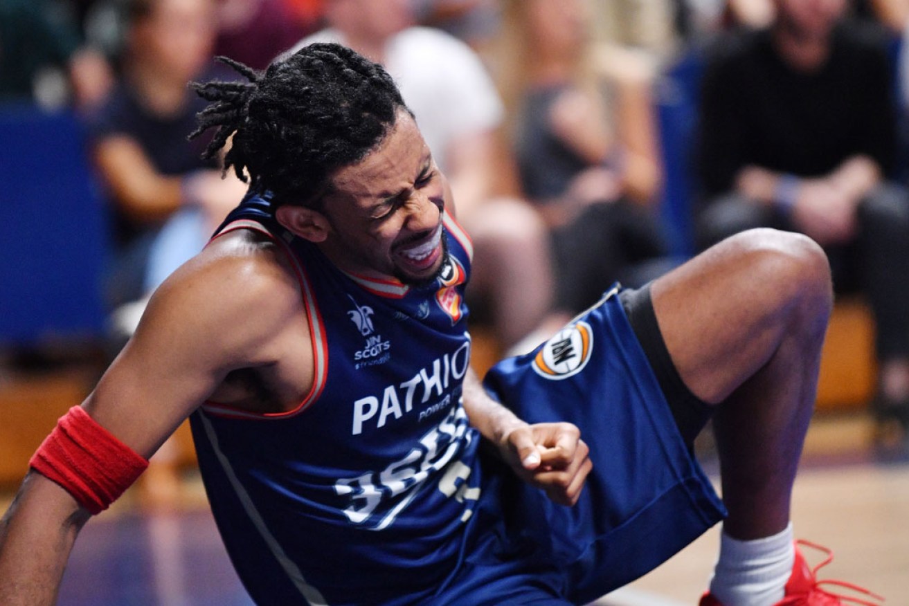 Josh Childress was injured during game two of the NBL finals between the Adelaide 36ers and Melbourne United. Photo: David Mariuz / AAP