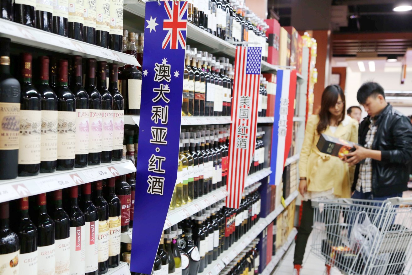 Australian wine on the shelves of a supermarket in China's Henan province.