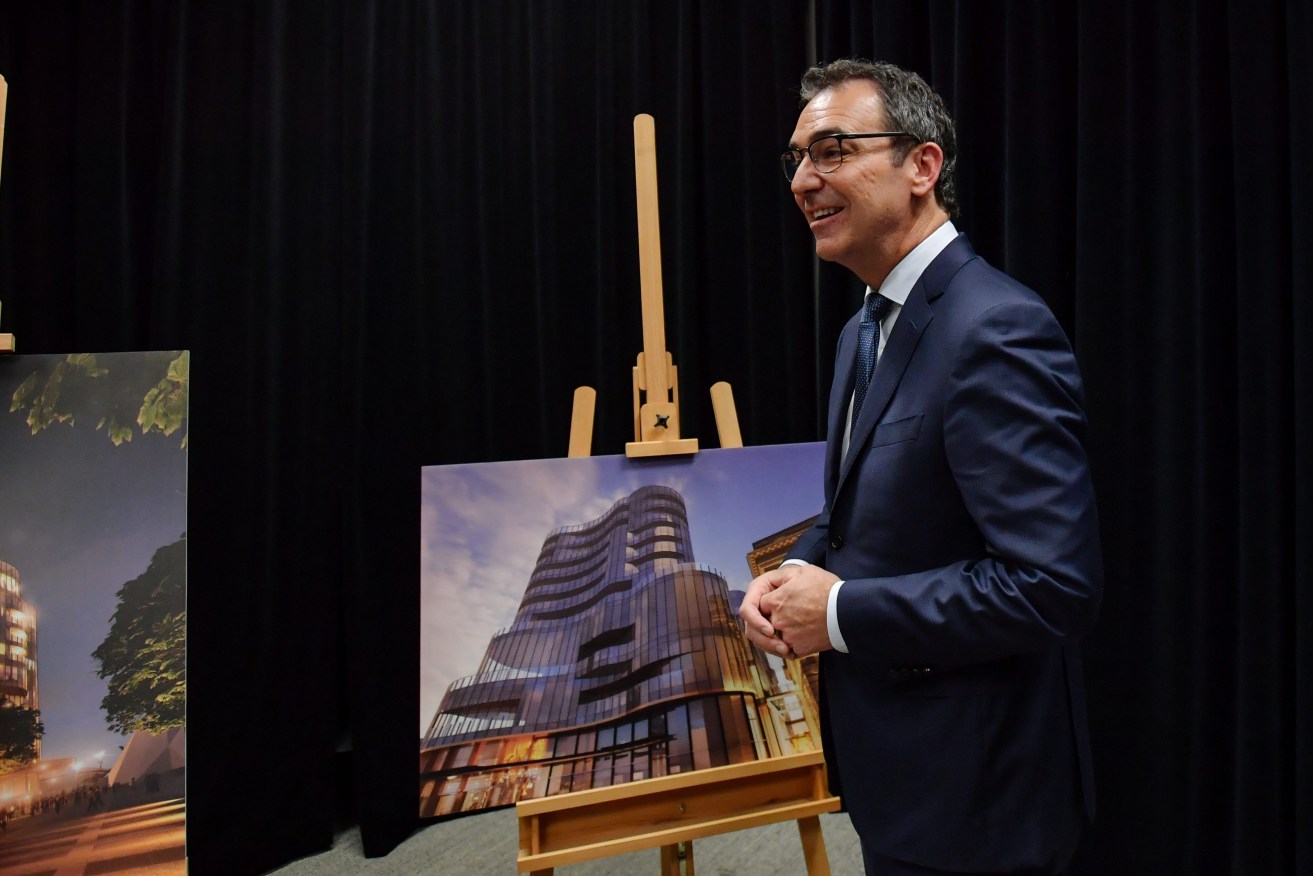 Premier Steven Marshall this week talking up Adelaide Casino's $330 million expansion - a key aspect of the previous Labor government's Riverbank revival masterplan. Photo: Morgan Sette / AAP