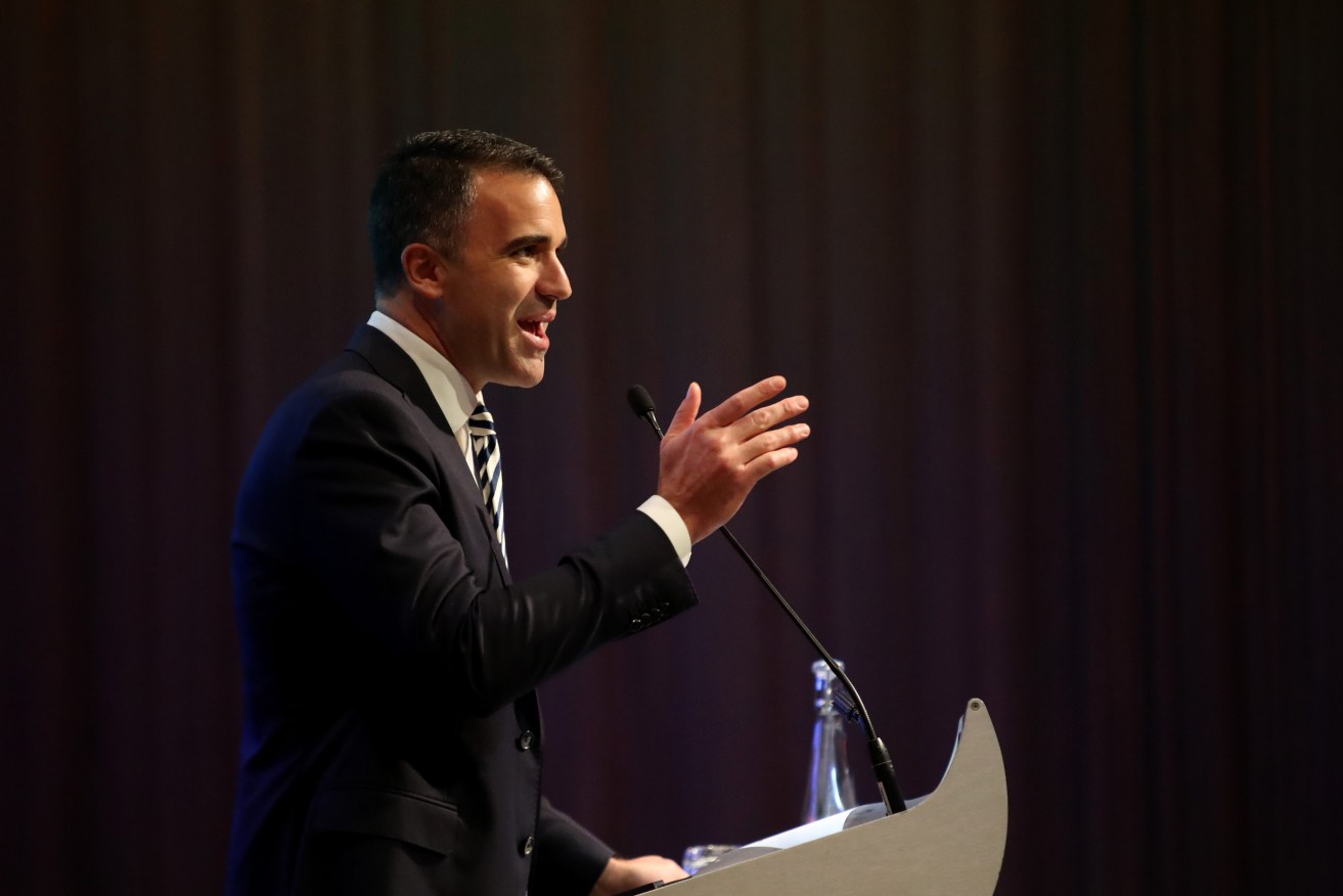 Peter Malinauskas addresses a Transport Workers Union conference today. Photo: Kelly Barnes / AAP