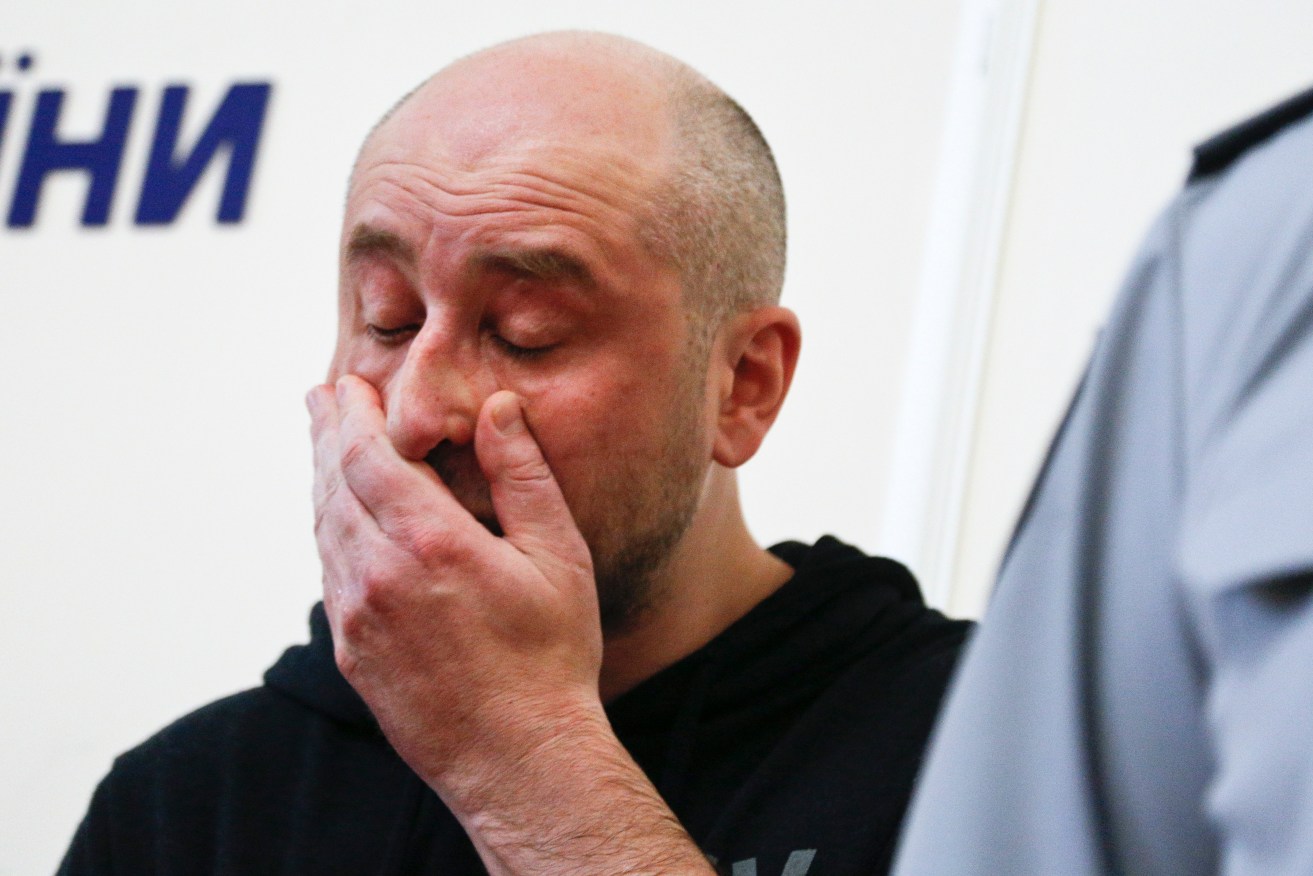 Russian journalist Arkady Babchenko at a news conference less than 24 hours after police reported he had been shot and killed. Photo: AP/Efrem Lukatsky