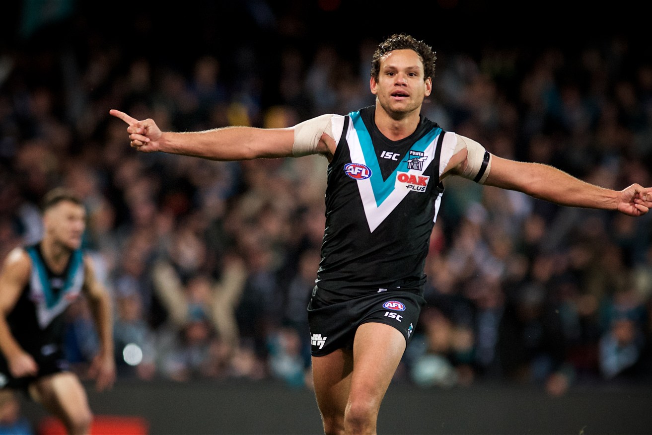 Motlop earns his keep in Showdown 44 in 2018 with his match-winning goal on the run from a centre break with 21 seconds to play.