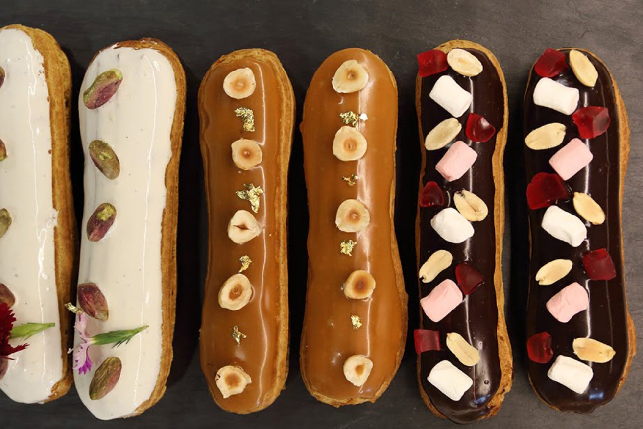 Dough bakery’s new flavoured éclair range. Photo: Tony Lewis / InDaily