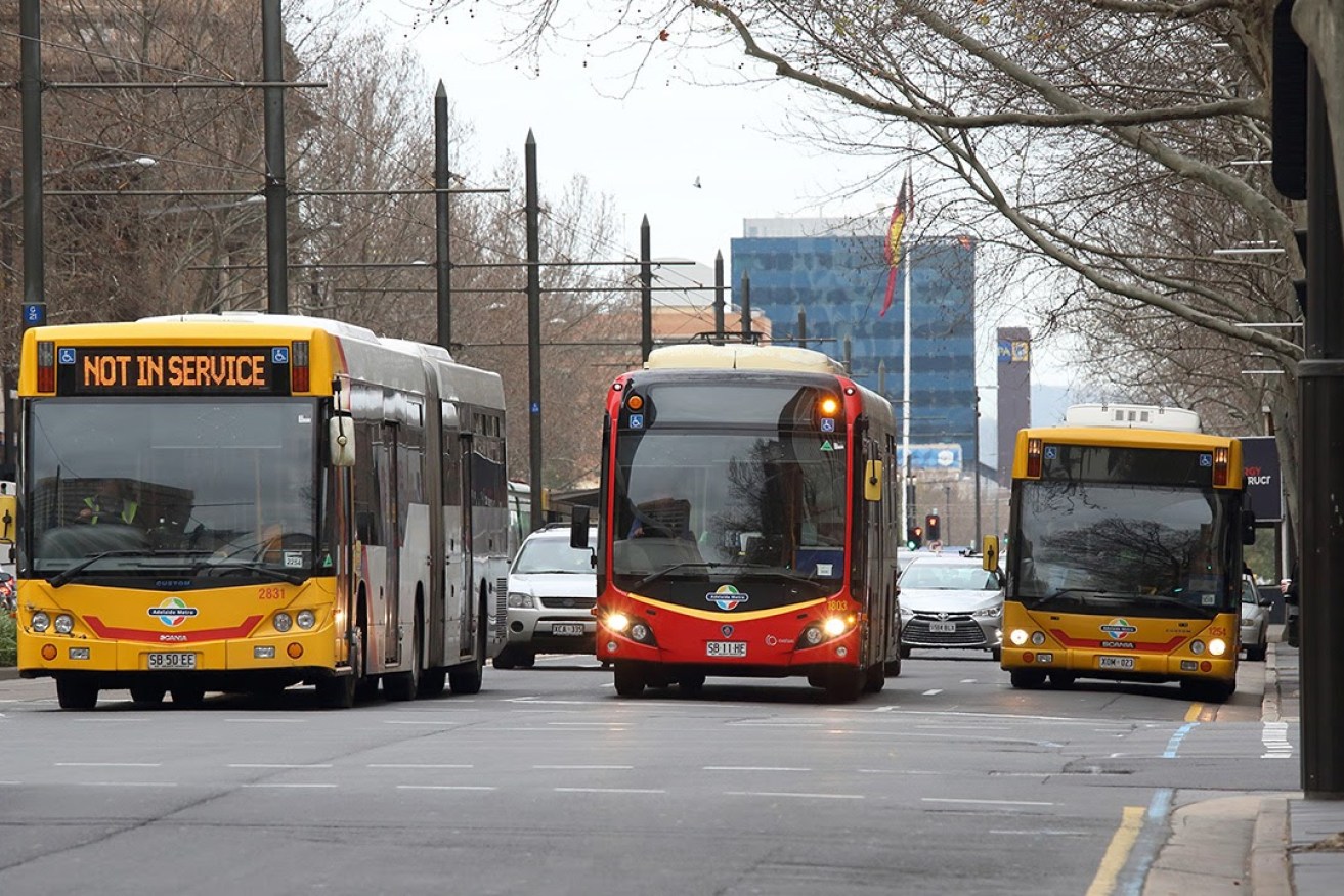 Buses in Adelaide's CBD. Photo: Tony Lewis/InDaily