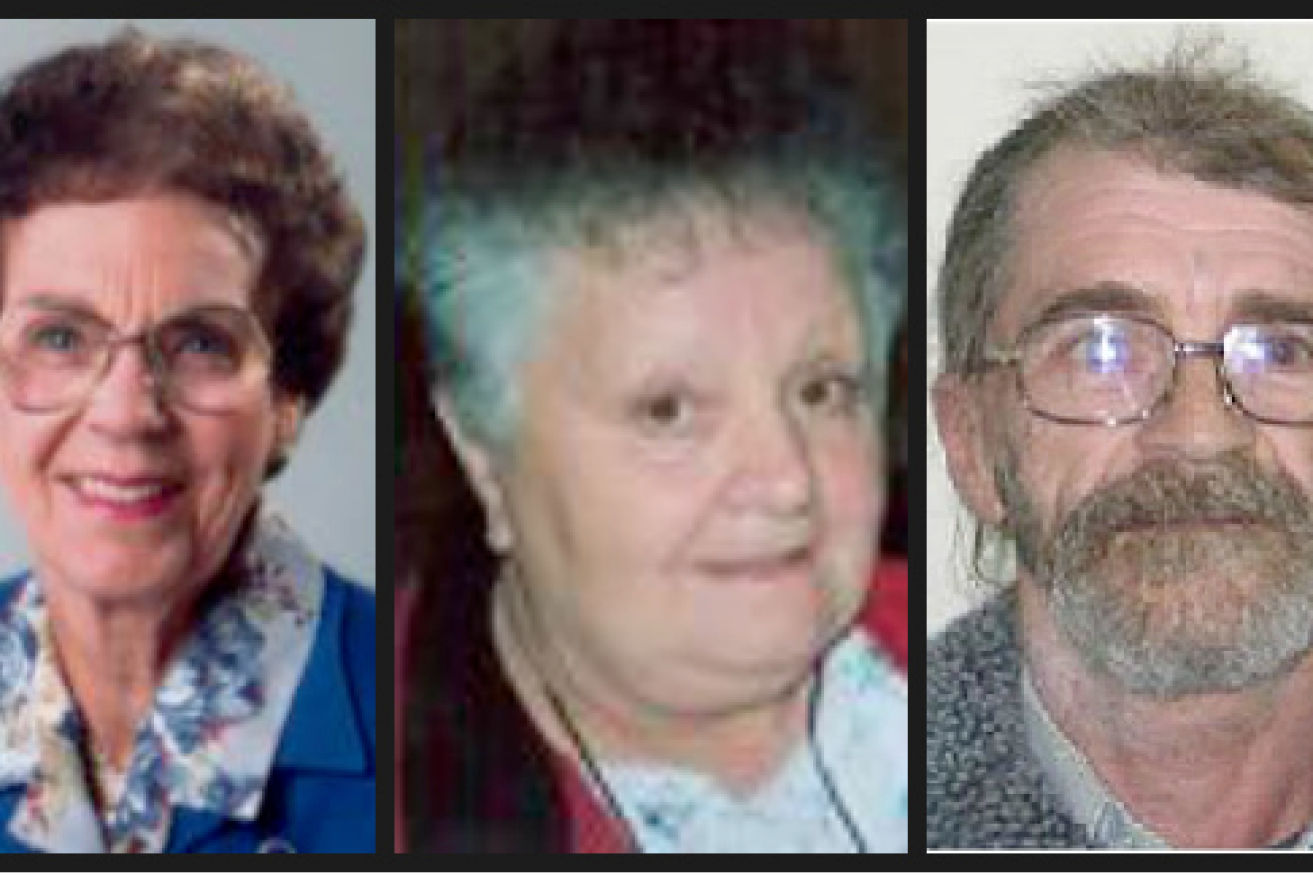 The murder victims (from left): Phyllis Harrison, Beverley Hanley and Stephen Newton. Photo supplied by SA Police 
