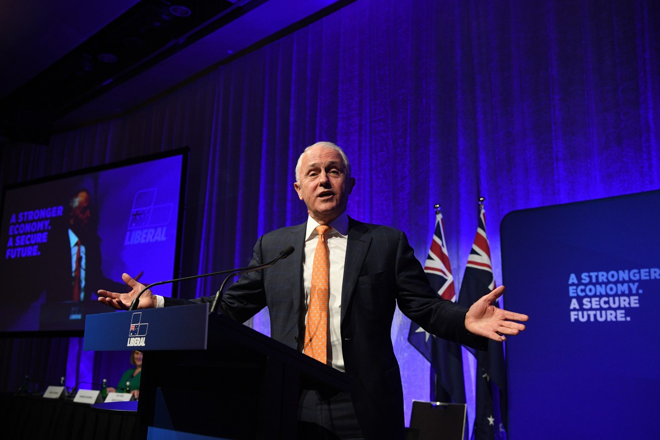 Prime Minister Malcolm Turnbull speaks at the 60th Federal Council of the Liberal Party in Sydney on the weekend. Photo: AAP/Joel Carrett