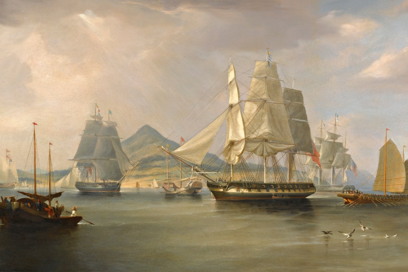 The Opium Ships at Lintin, China, 1824, by William John Huggins.
