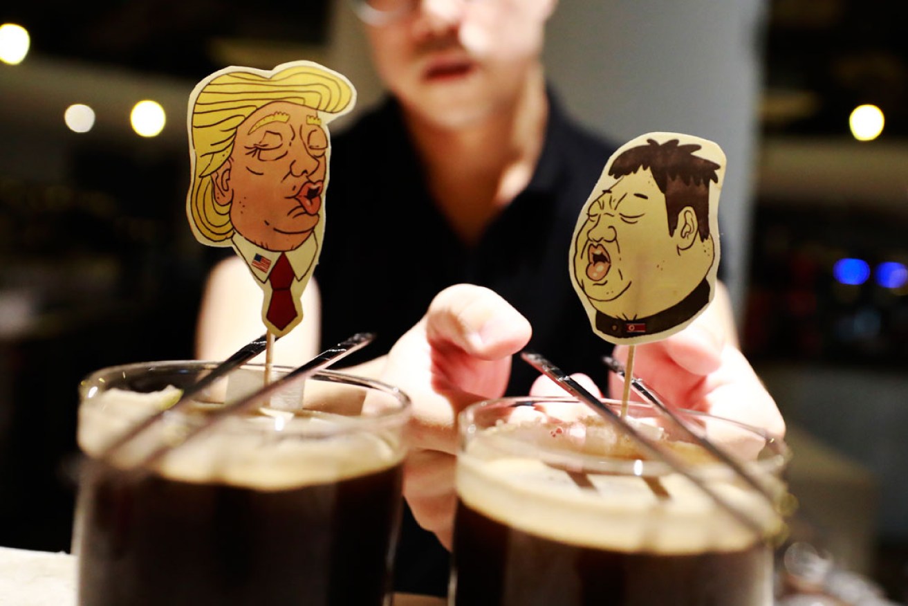 Smells like a Bromance: a Trump-Kim cocktail in a Singapore bar.  Photo: EPA