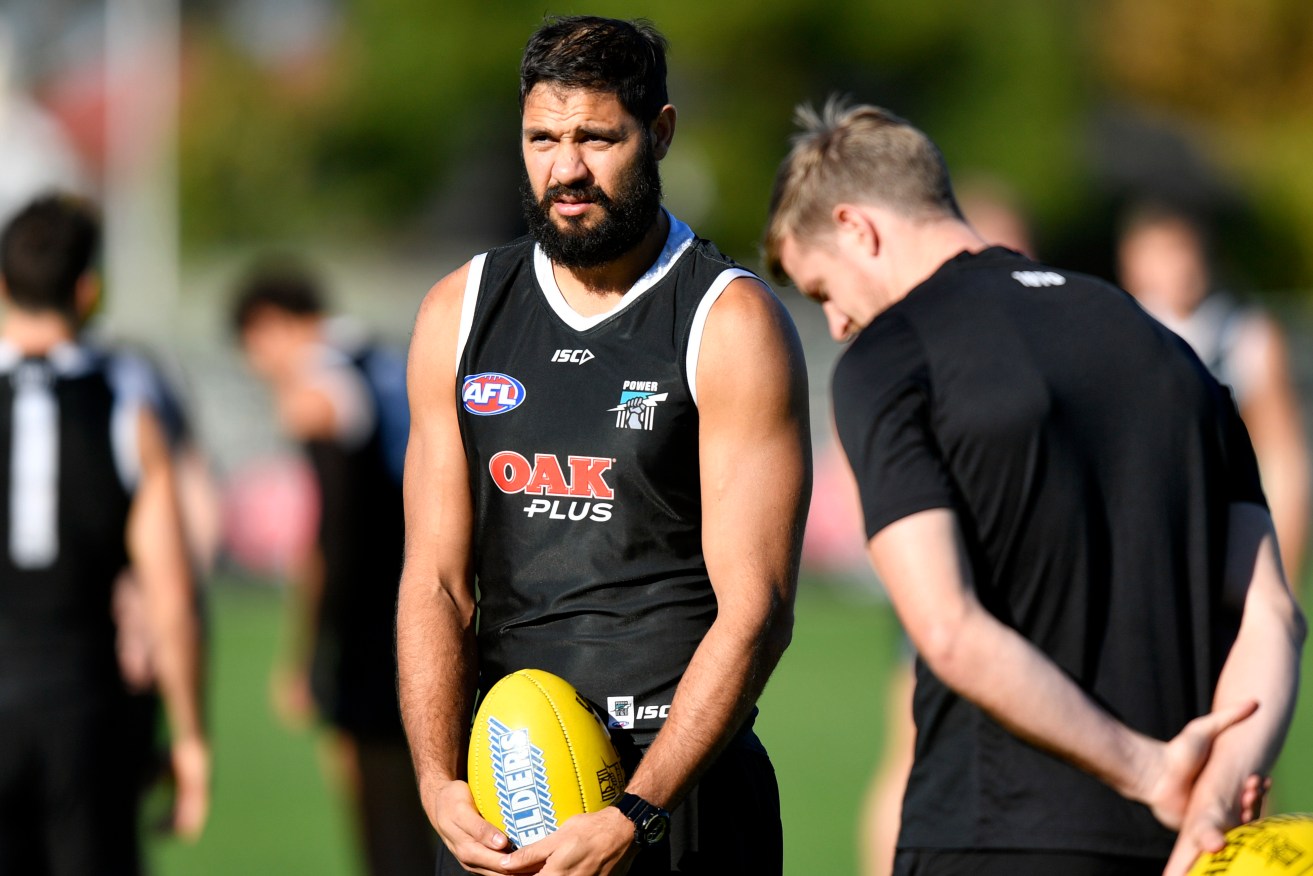 Paddy Ryder was badly missed in Port's loss to GWS. Photo: AAP/Kelly Barnes