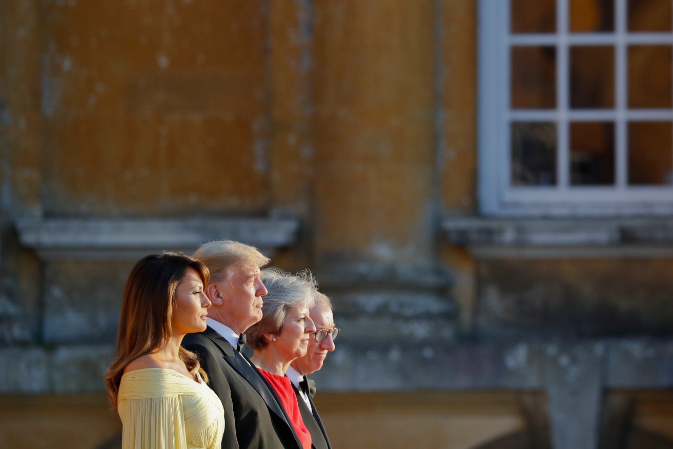 From left: First Lady Melania Trump, President Donald Trump, British Prime Minister Theresa May and her husband Philip May at Blenheim Palace in Oxfordshire. Photo: AP/Pablo Martinez Monsivais