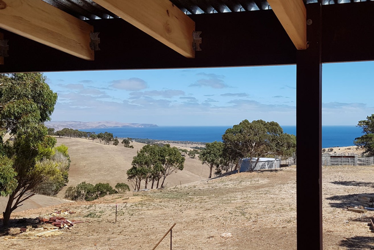The view from the deck of Forktree brewery, under construction at Carrickalinga. 
