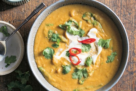 Indian Curried Yellow Split Pea and Coconut Soup